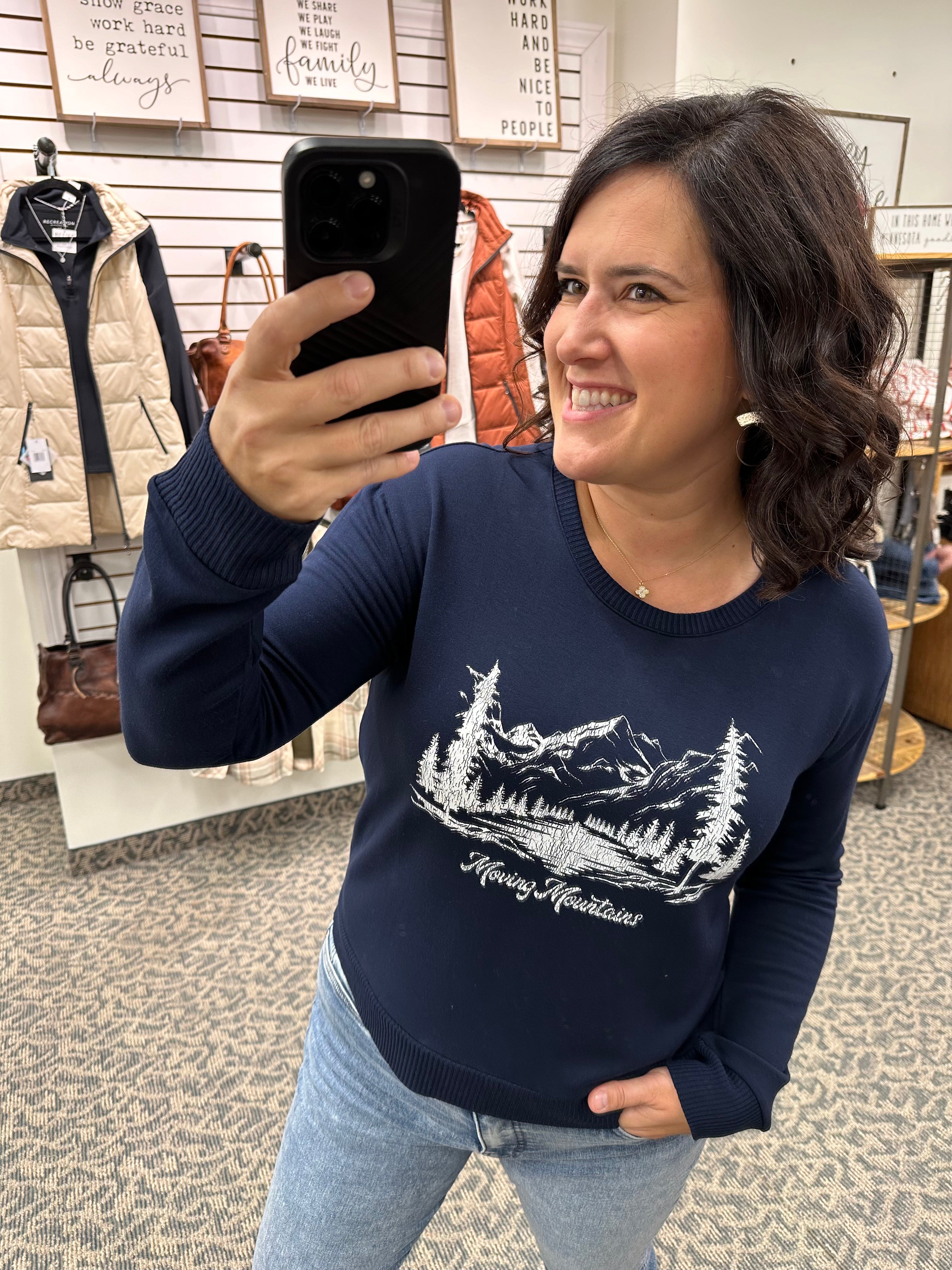 Navy Moving Mountains Top - Sweatshirt FLAG AND ANTHEM