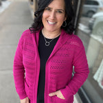 Magenta Crochet Open Cardigan Tops- Cardigans STACCATO