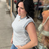 Grey Striped French Terry Tank Top Tops- Tanks DOE & RAE