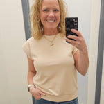 Beige Terry Crew Muscle Sweatshirt Top - Tee DOE & RAE