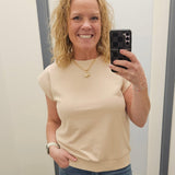 Beige Terry Crew Muscle Sweatshirt Top - Tee DOE & RAE