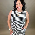 Ivory/Black Striped Sleeveless Dress Dresses STACCATO
