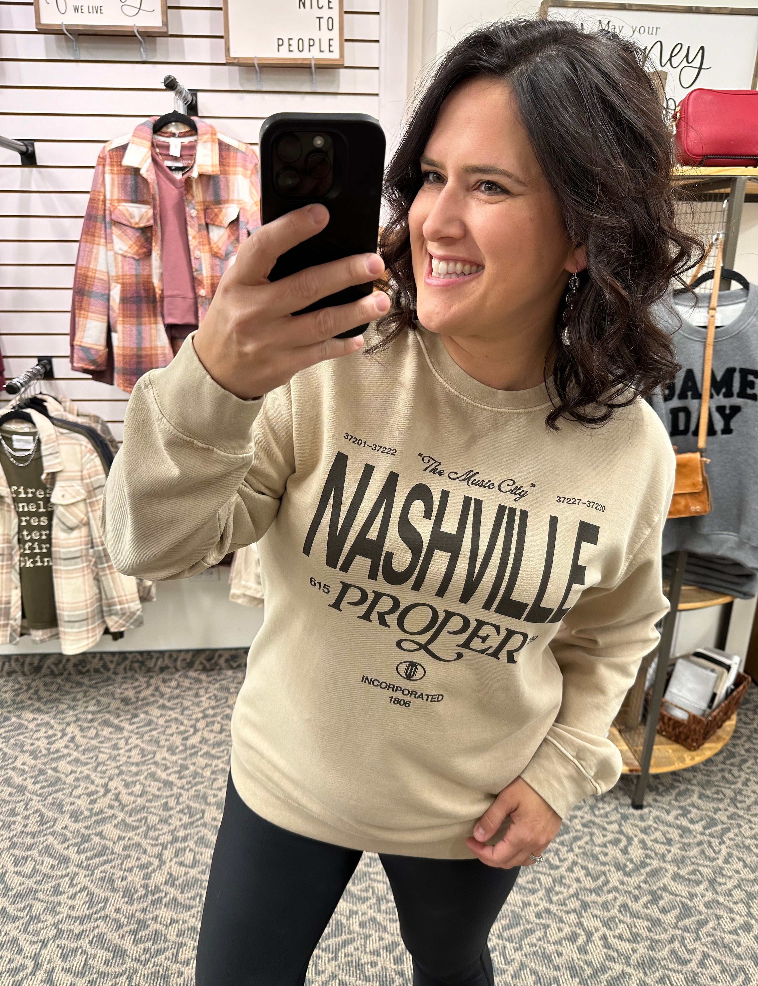 Sand Nashville Proper Sweatshirt Top - Sweatshirt GIRL DANGEROUS