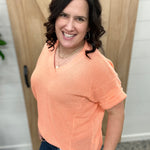 Neon Coral Short Sleeve Crochet Top Tops- Blouses ANDREE