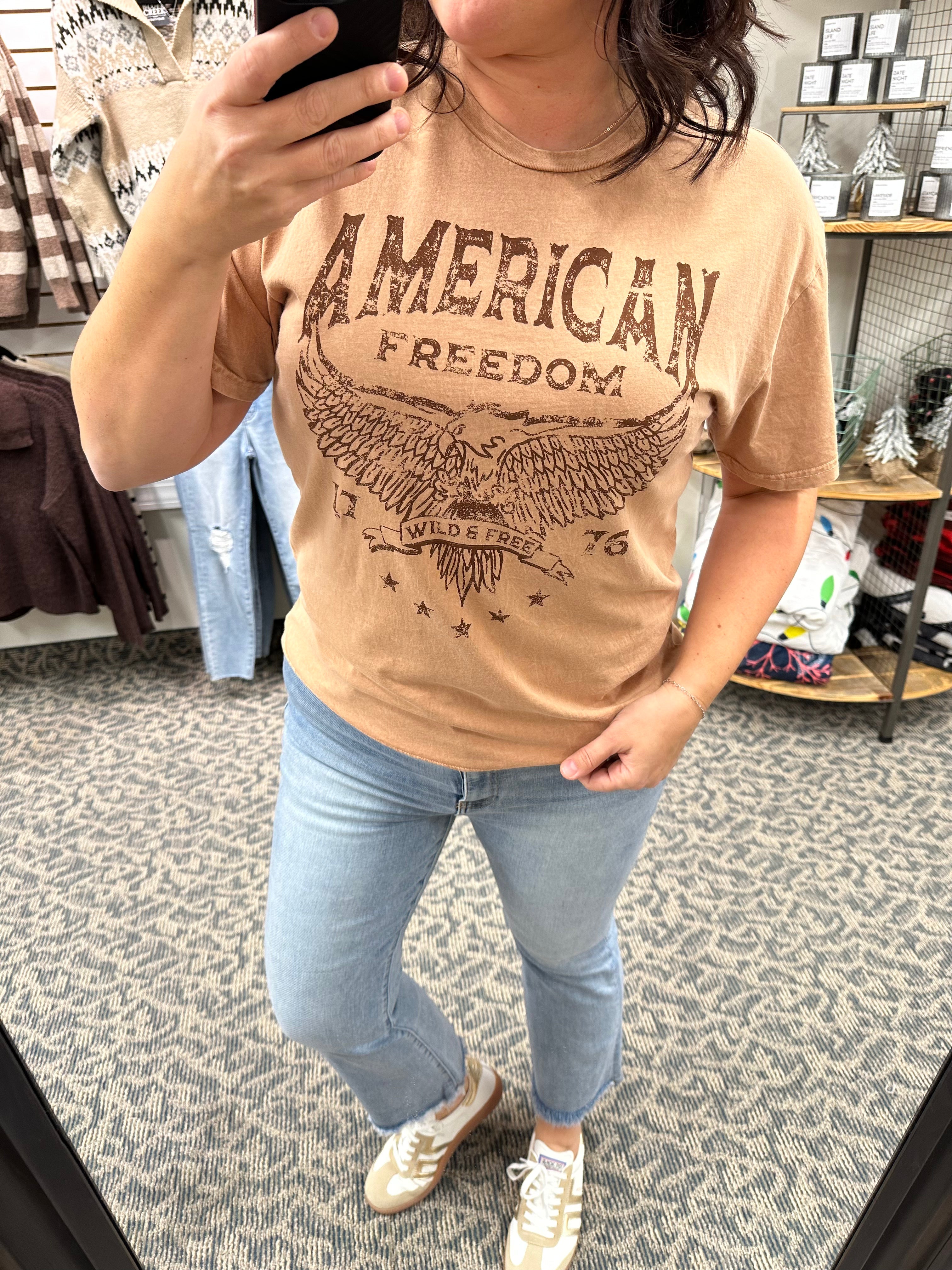 Mineral Taupe American Freedom Tee Top - Tee HRT and LUV