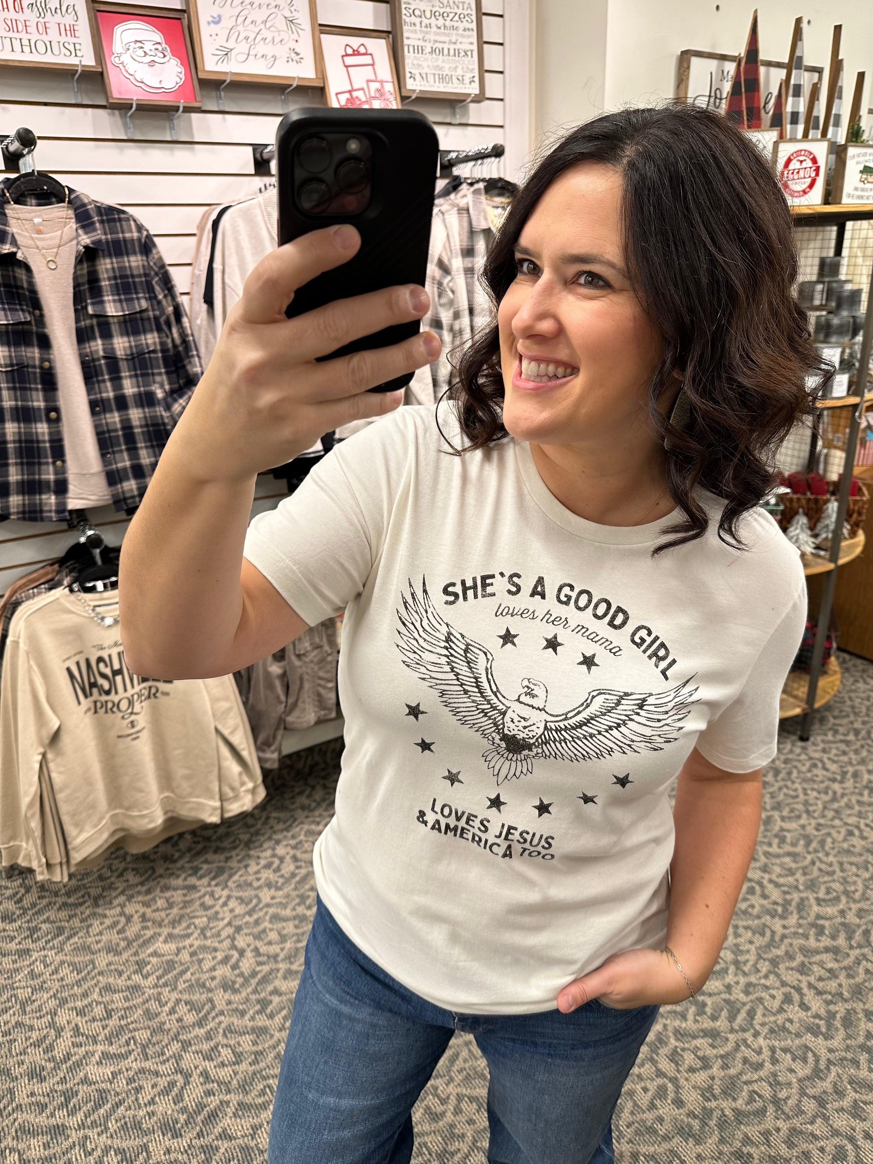 White She's a Good Girl Tee Top - Tee OAT COLLECTIVE