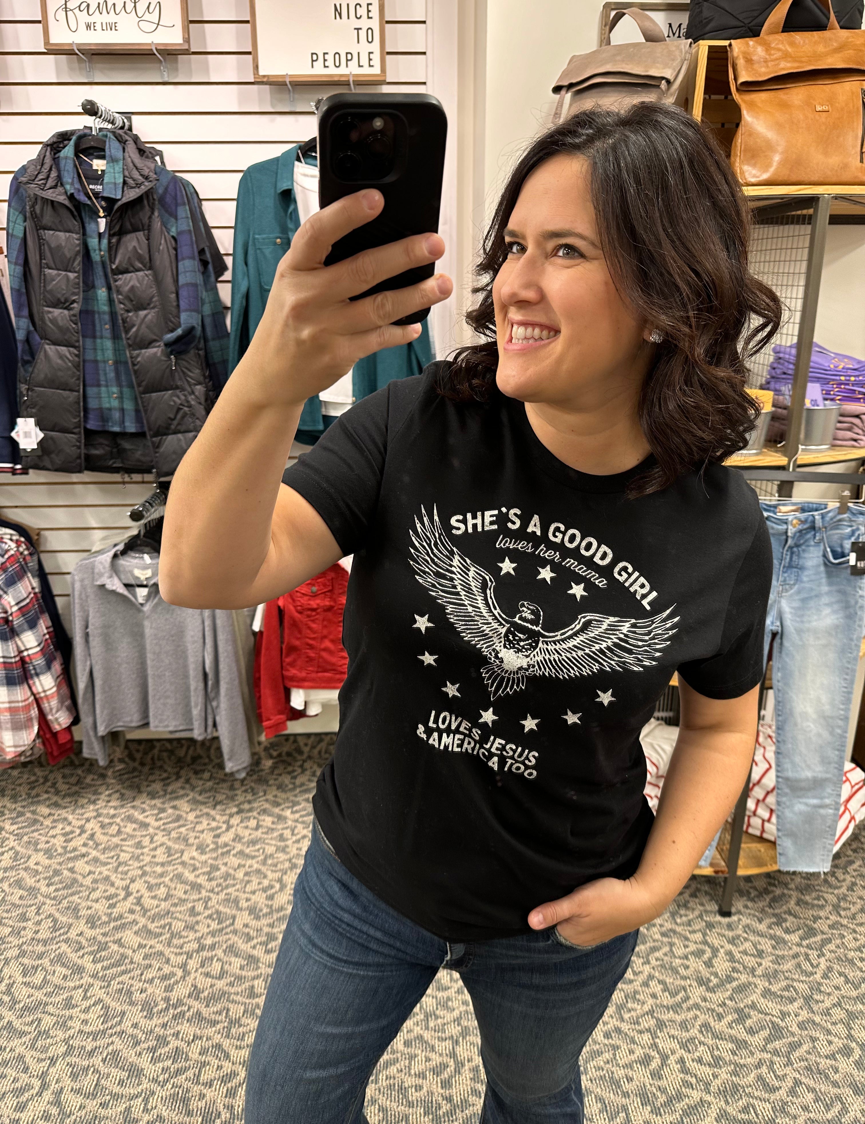 Black She's a Good Girl Tee Top - Tee OAT COLLECTIVE
