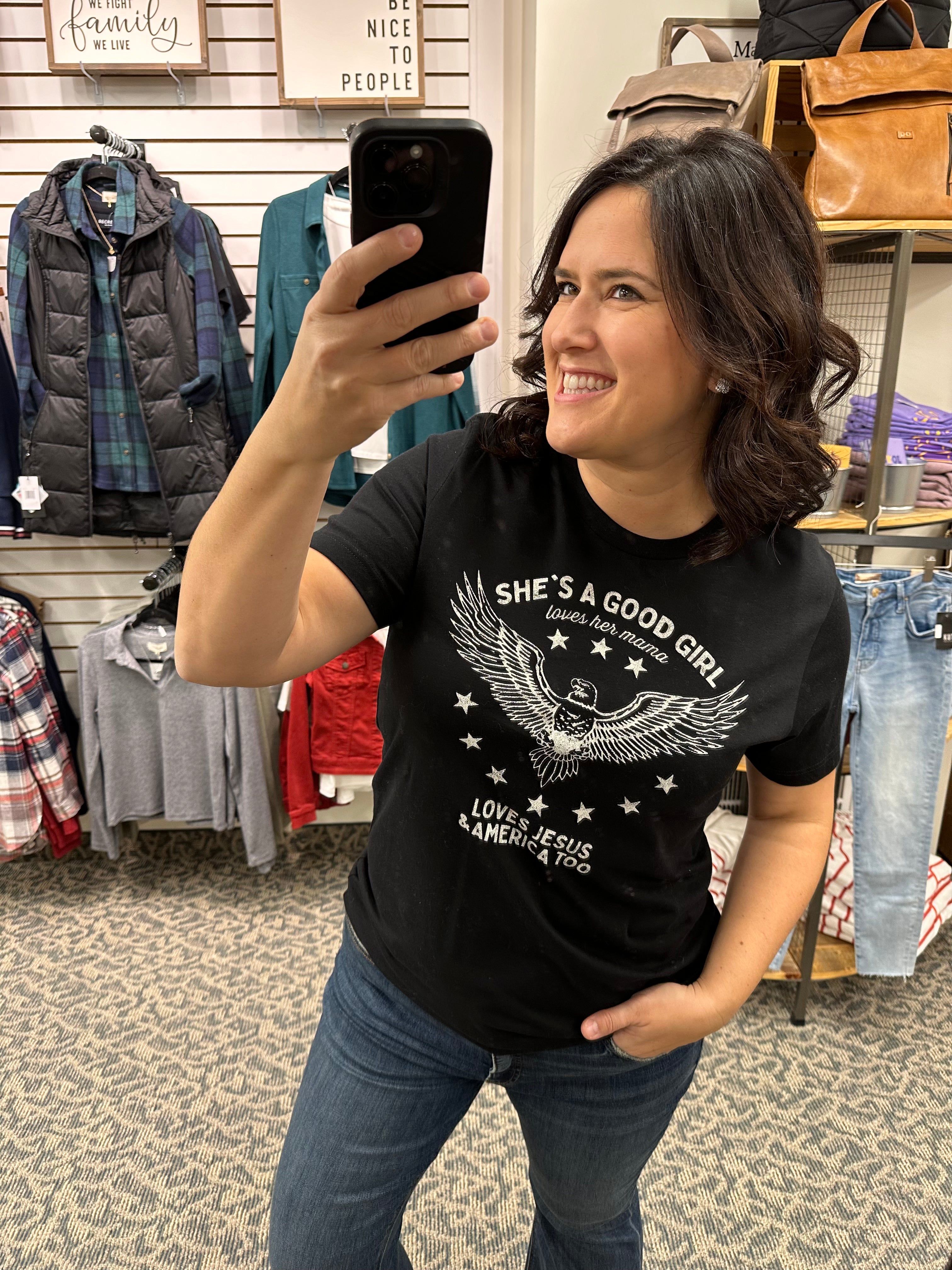 Black She's a Good Girl Tee Top - Tee OAT COLLECTIVE