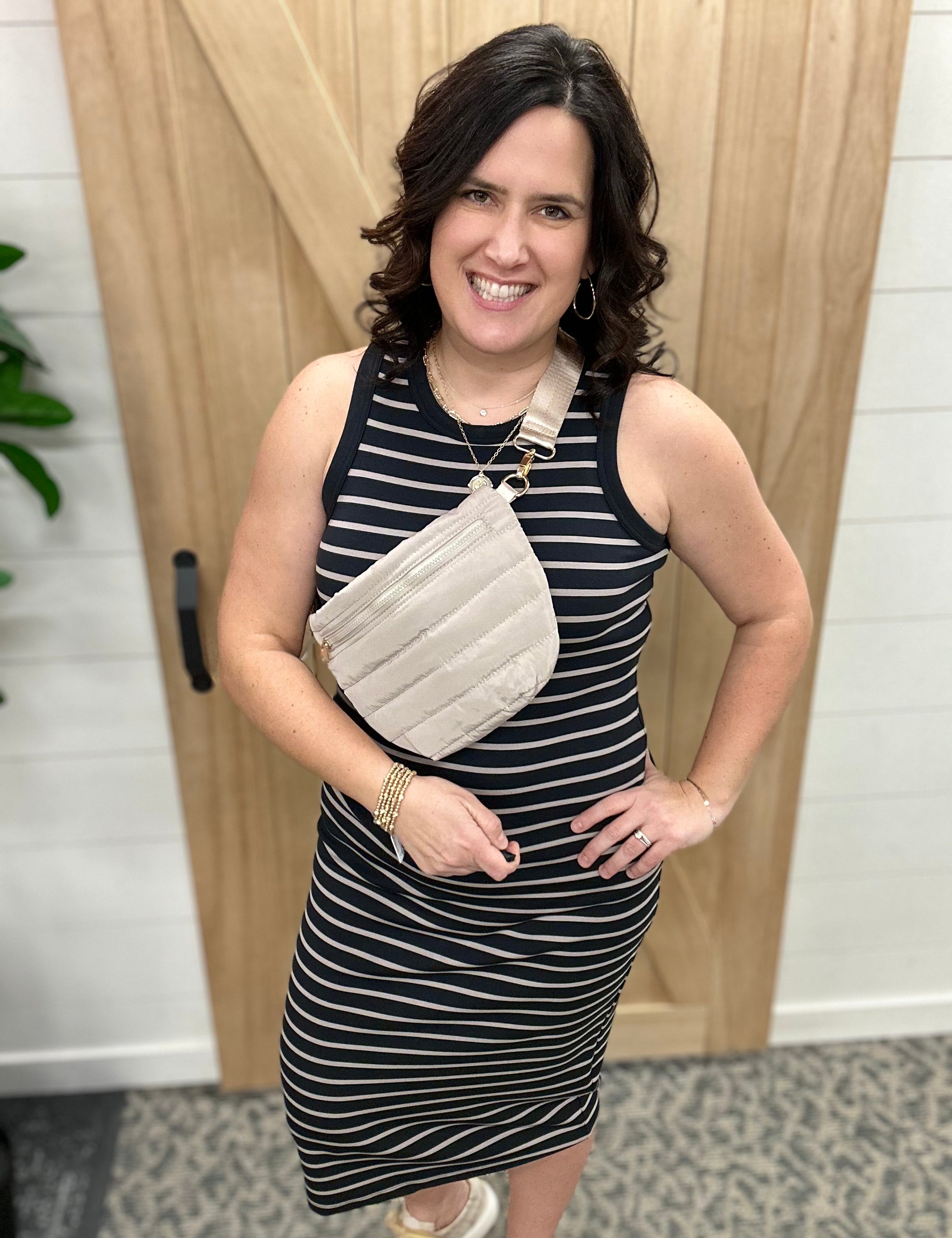 Black Taupe Stripe Walter Dress Dresses THREAD & SUPPLY