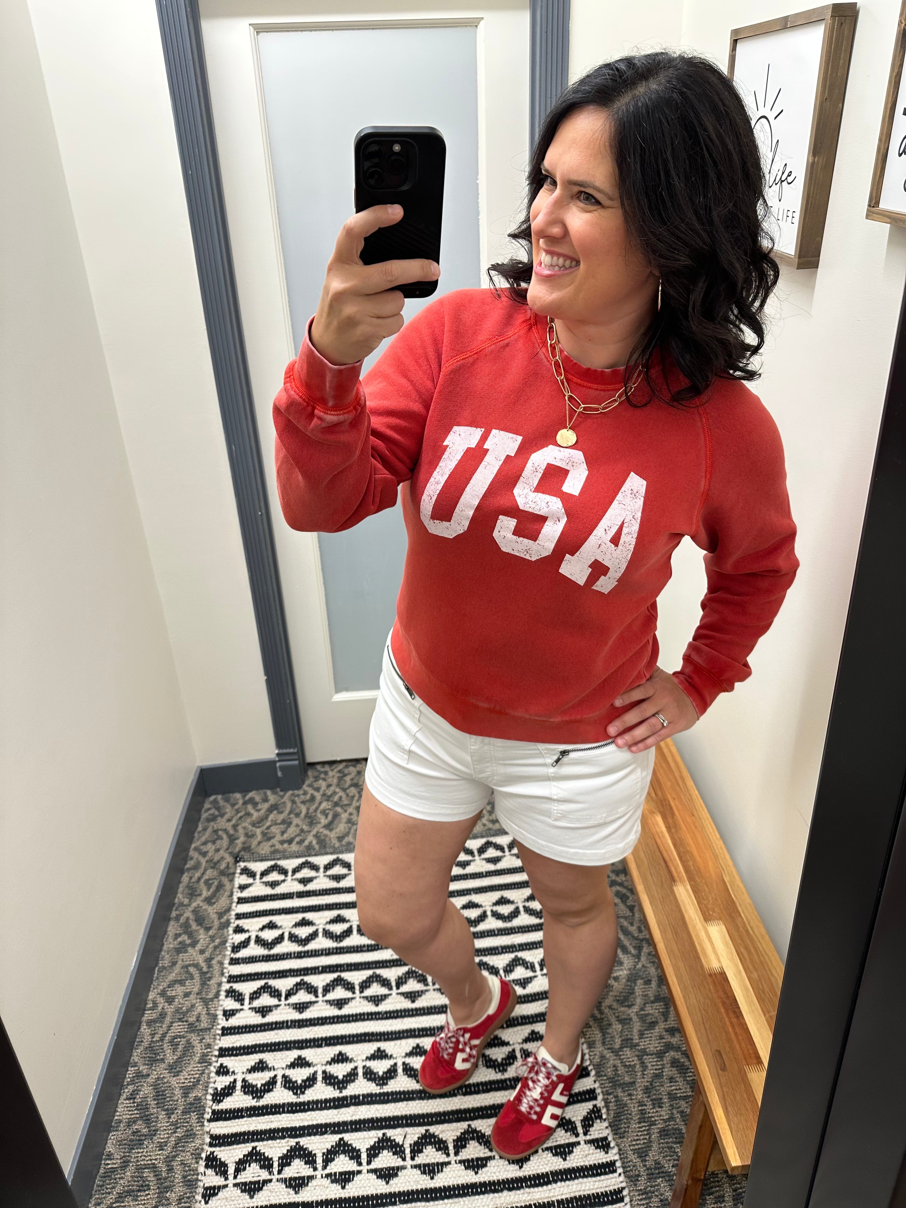 Red Jordan Sweatshirt Top- Sweatshirt THREAD & SUPPLY