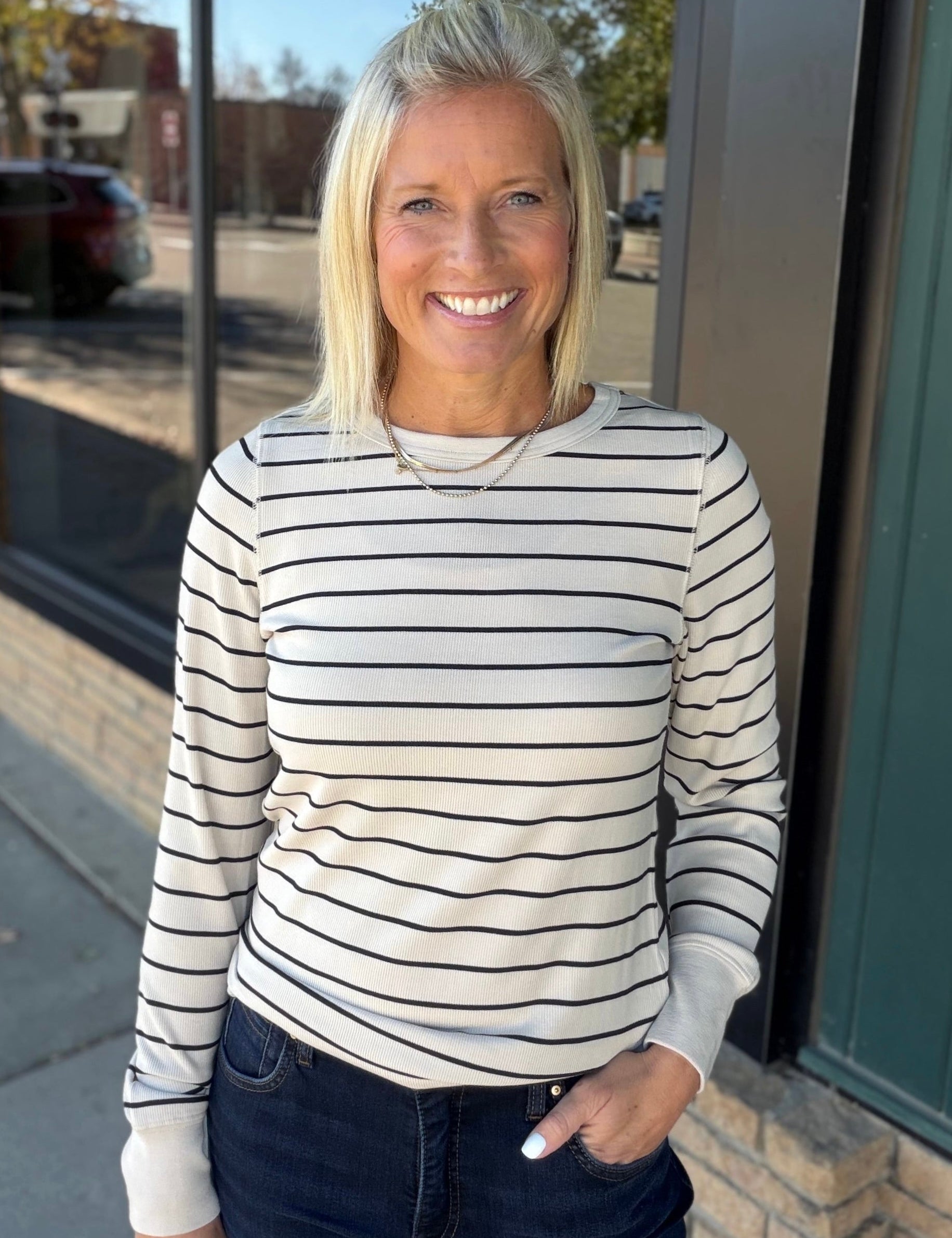 Birch Black Stripe Stacy Top Tops- Long Sleeve THREAD & SUPPLY