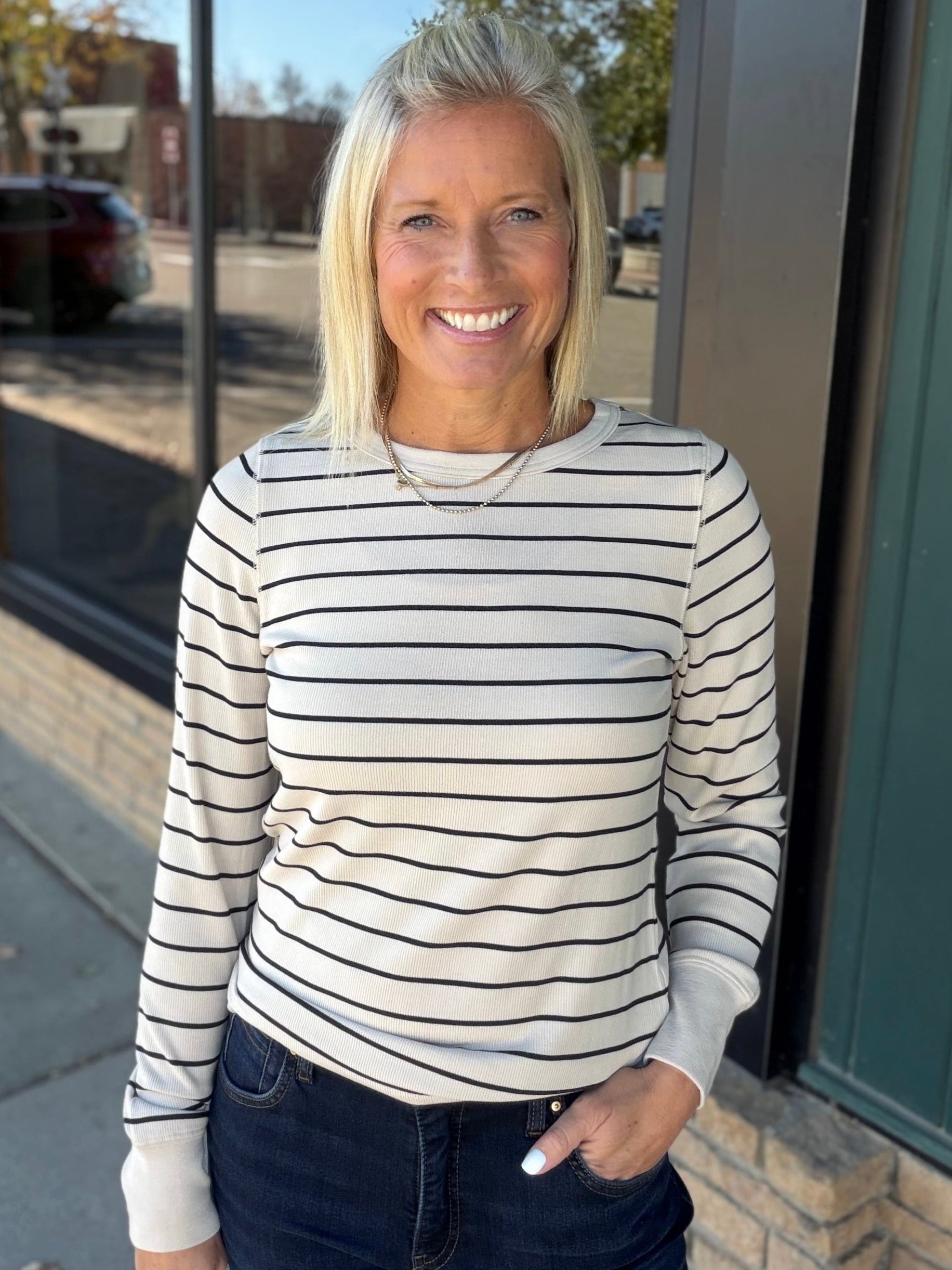 Birch Black Stripe Stacy Top Tops- Long Sleeve THREAD & SUPPLY