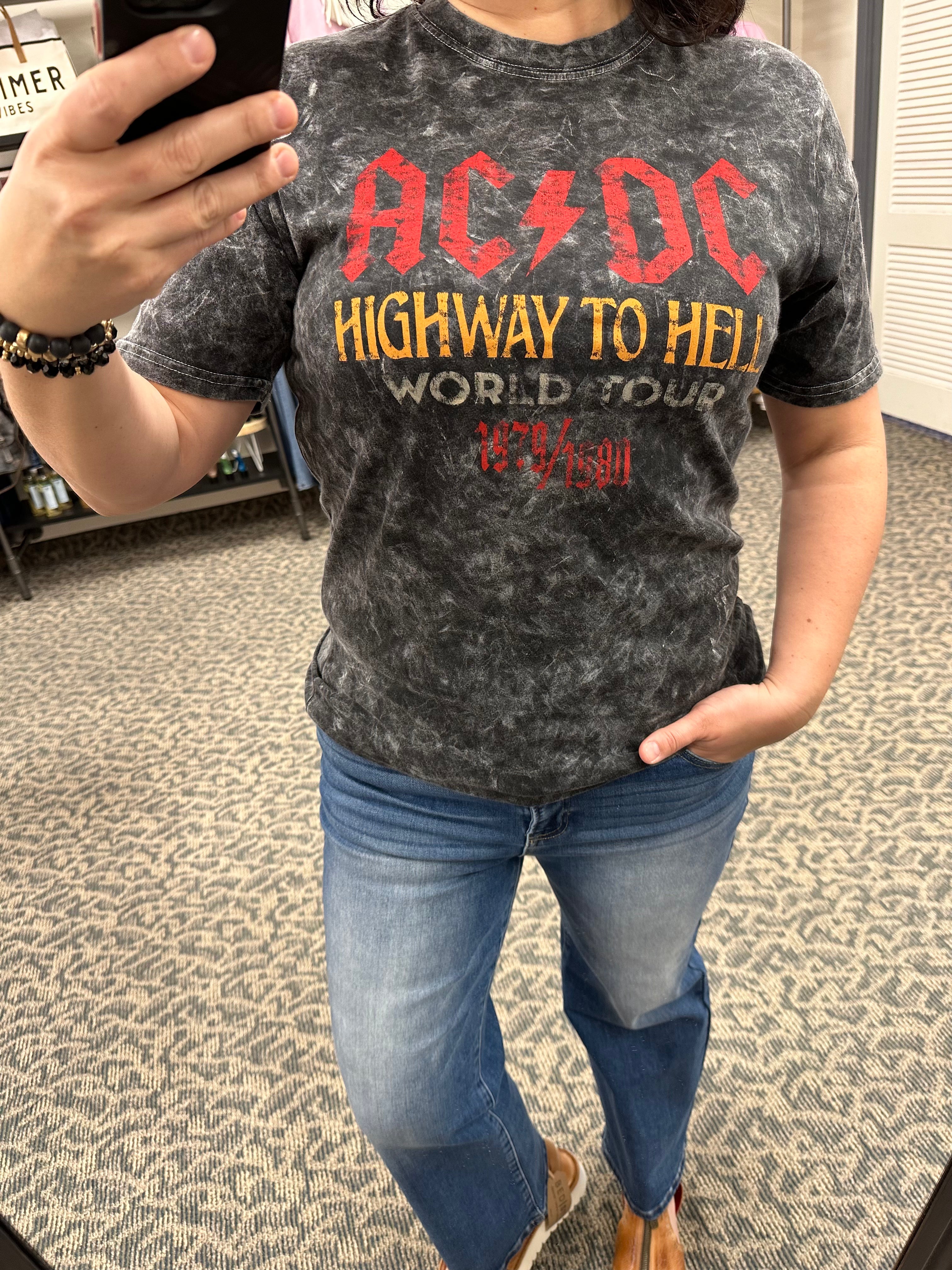 AC/DC Black Mineral Tee Tops- Tees AMERICAN NEEDLE