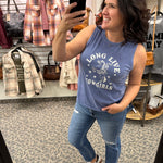 Denim Blue Long Live Cowgirls Tank Tops- Tanks OAT COLLECTIVE