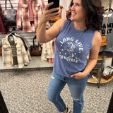 Denim Blue Long Live Cowgirls Tank Tops- Tanks OAT COLLECTIVE