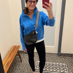 Blue Quarter Zip Sweatshirt Top - Sweatshirt PANACHE