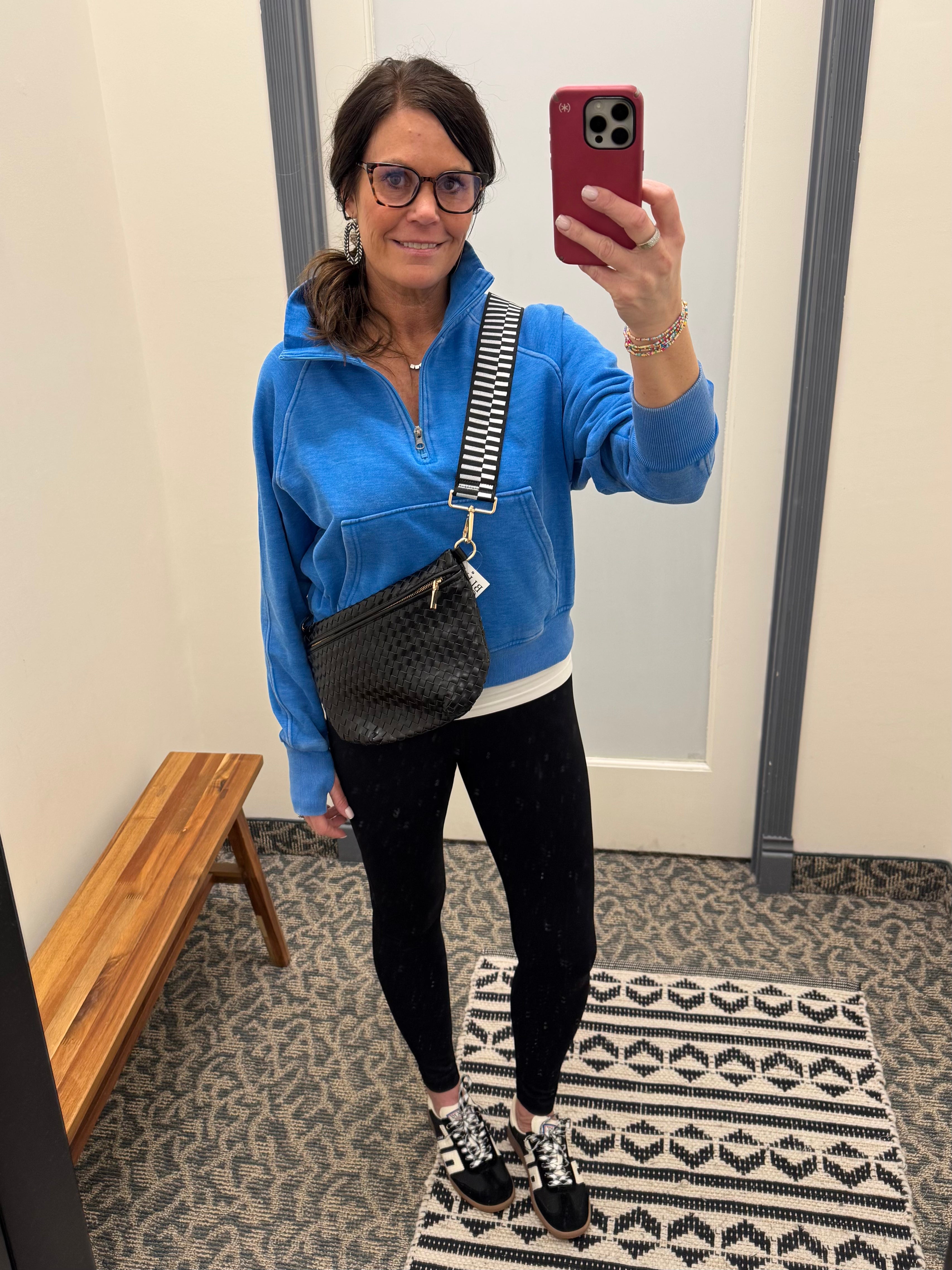 Blue Quarter Zip Sweatshirt Top - Sweatshirt PANACHE