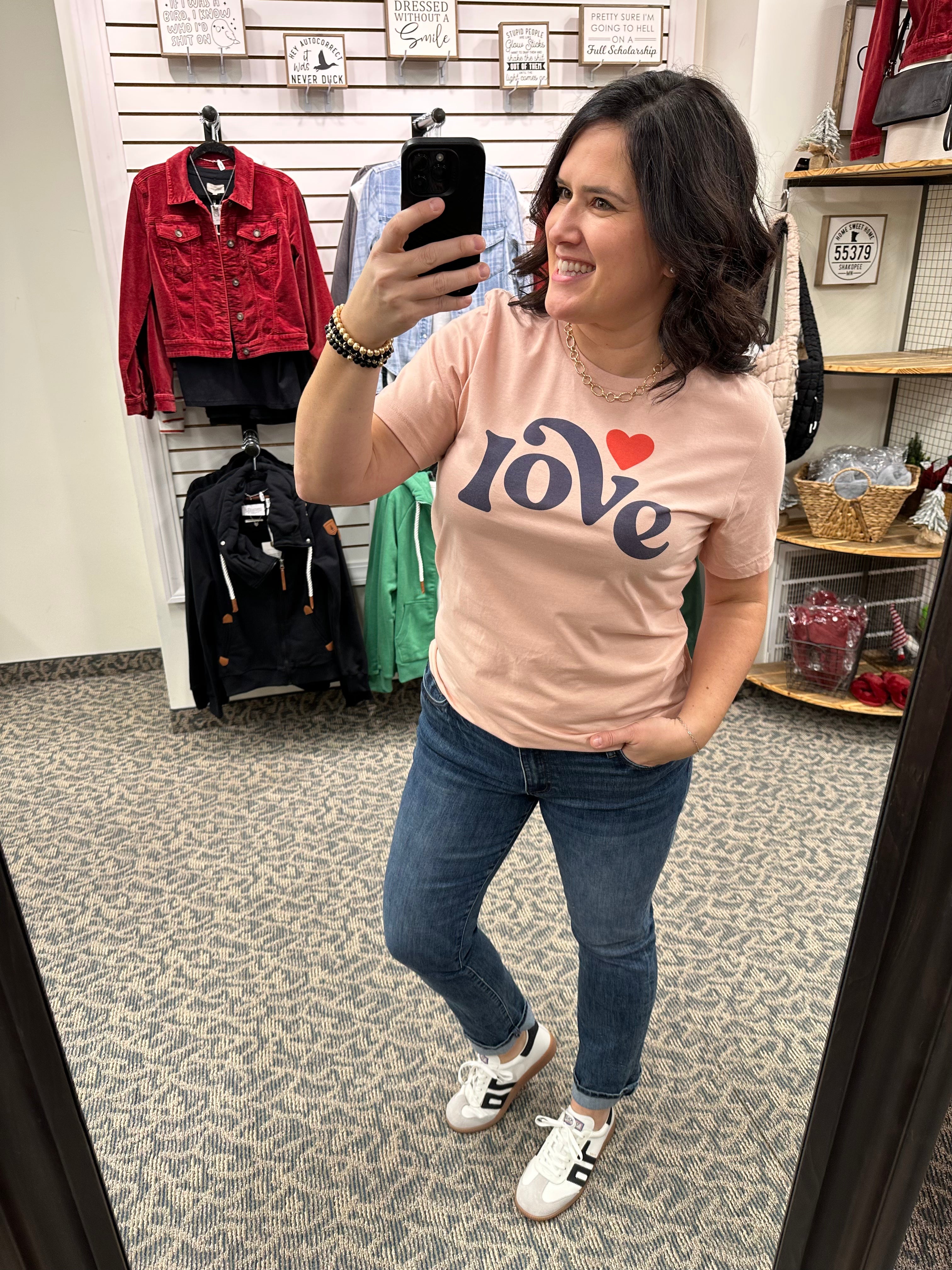 Peach Vintage Love Graphic Tee Top - Tee PAR.TEES