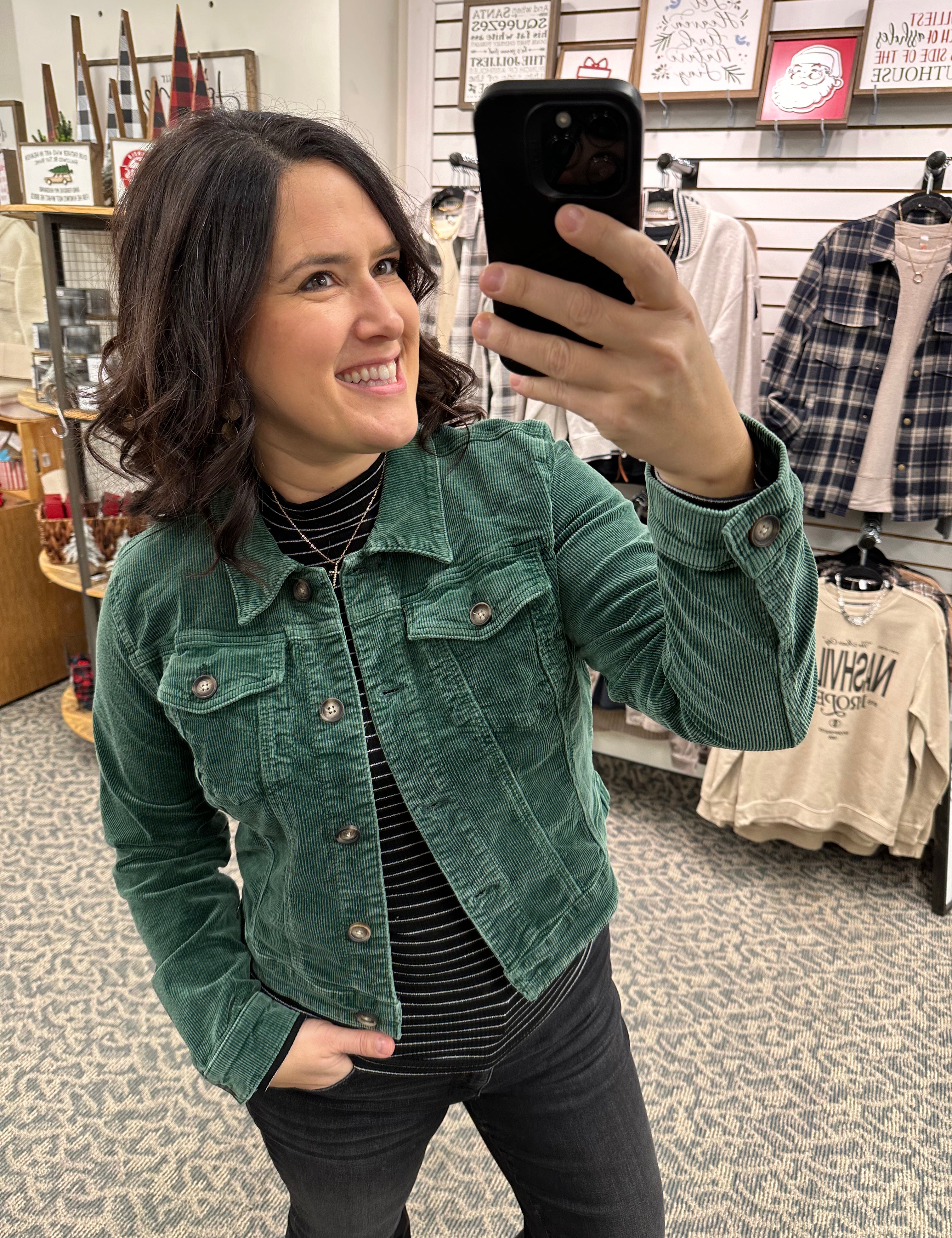 Green Julie Corduroy Jacket (Kut) Outerwear- Jackets KUT FROM THE KLOTH