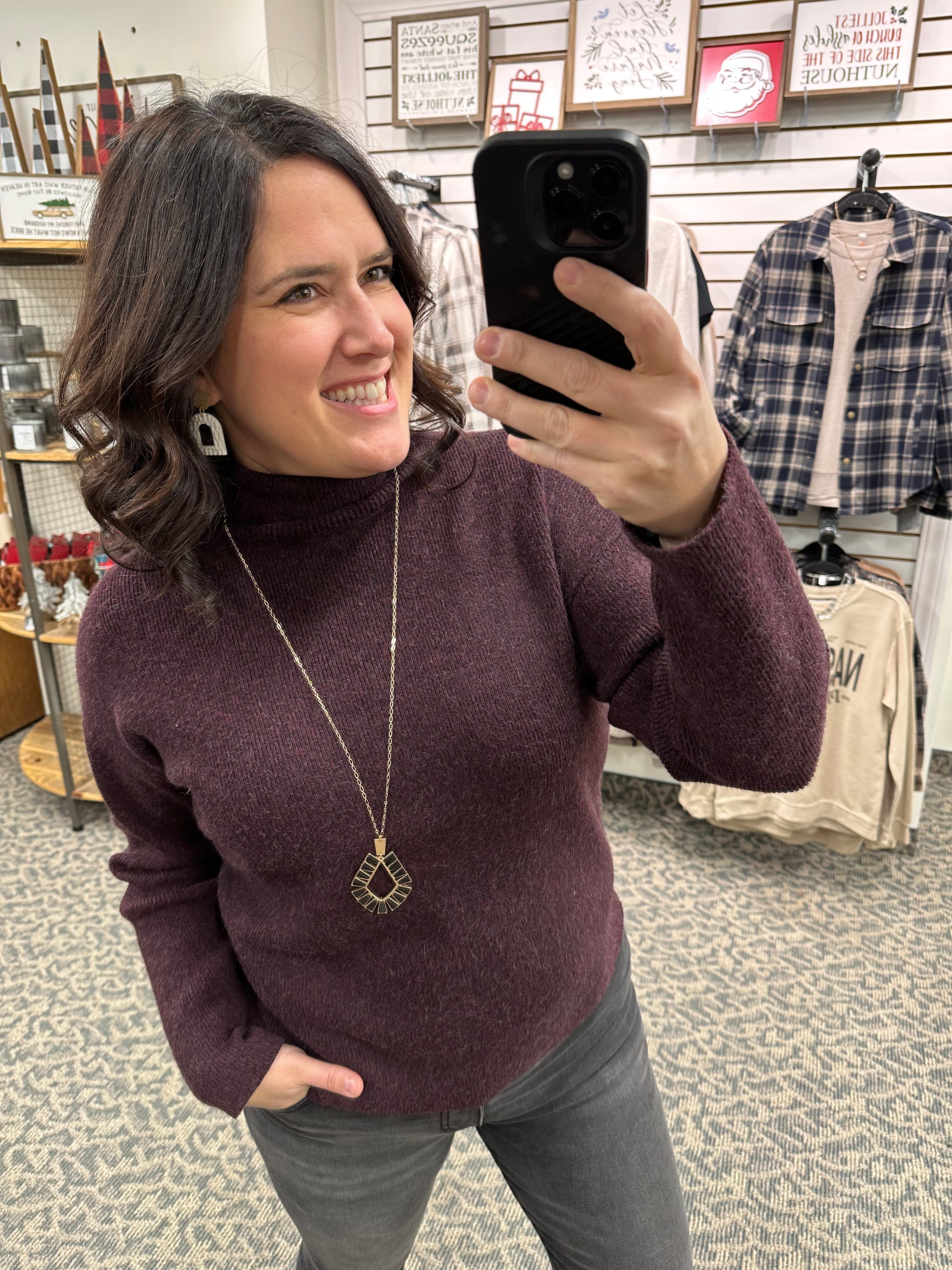 Heather Elderberry Dani Sweater Top - Sweater THREAD & SUPPLY