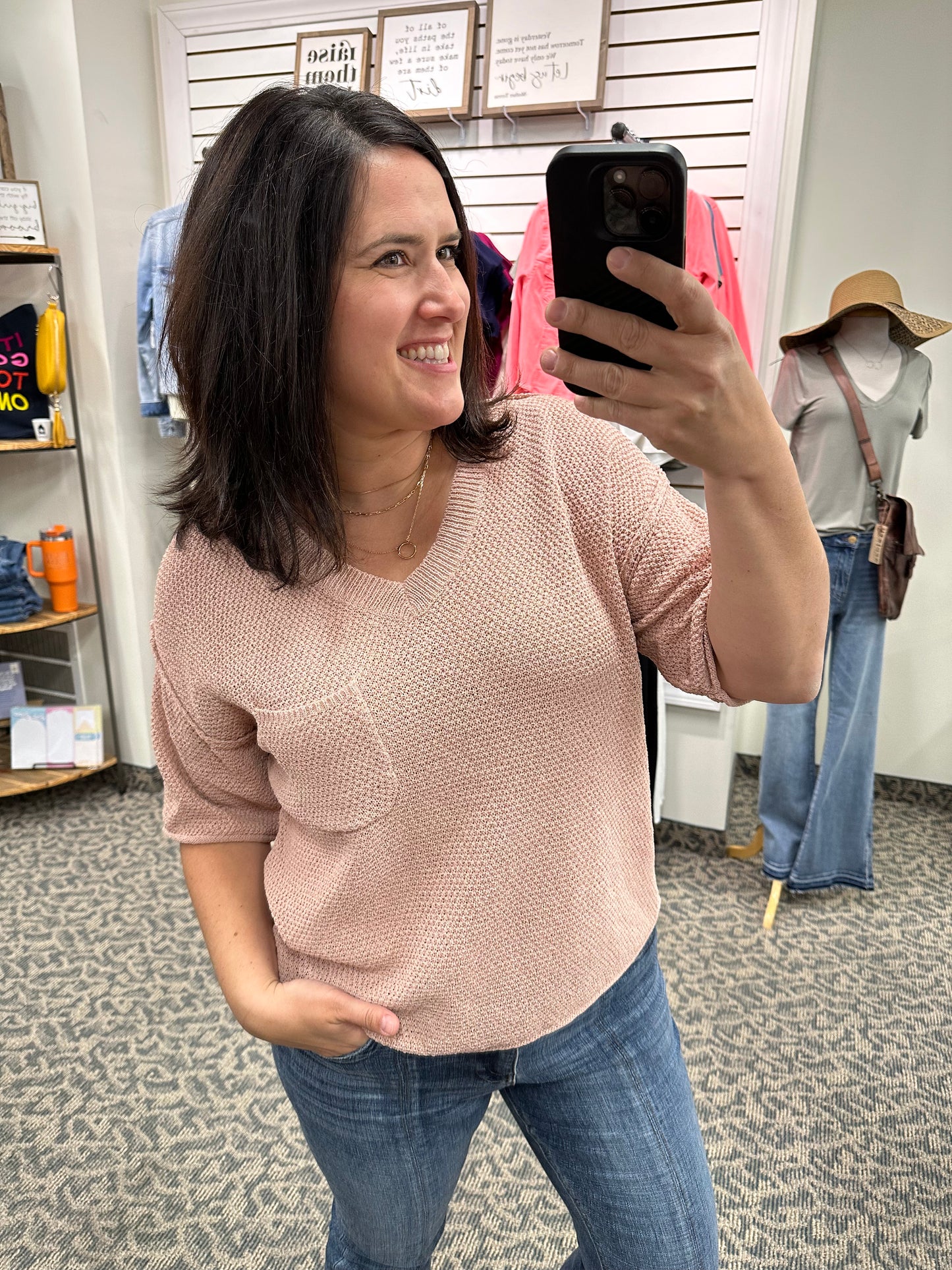 Blush V-Neck Sweater