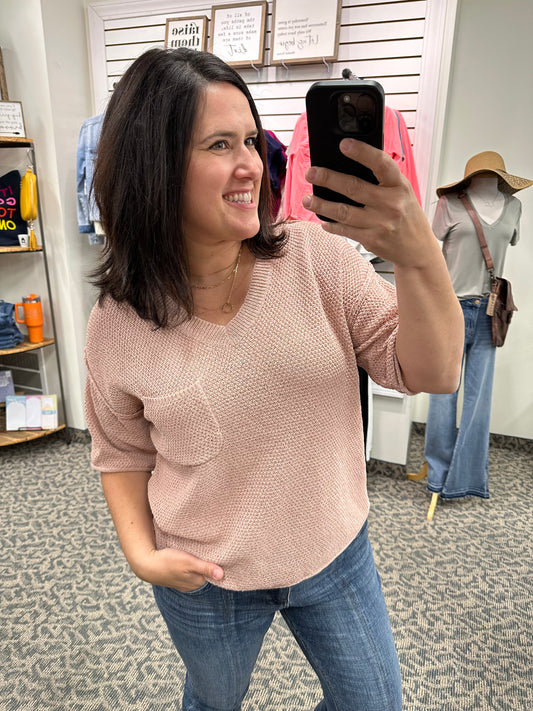 Blush V-Neck Sweater