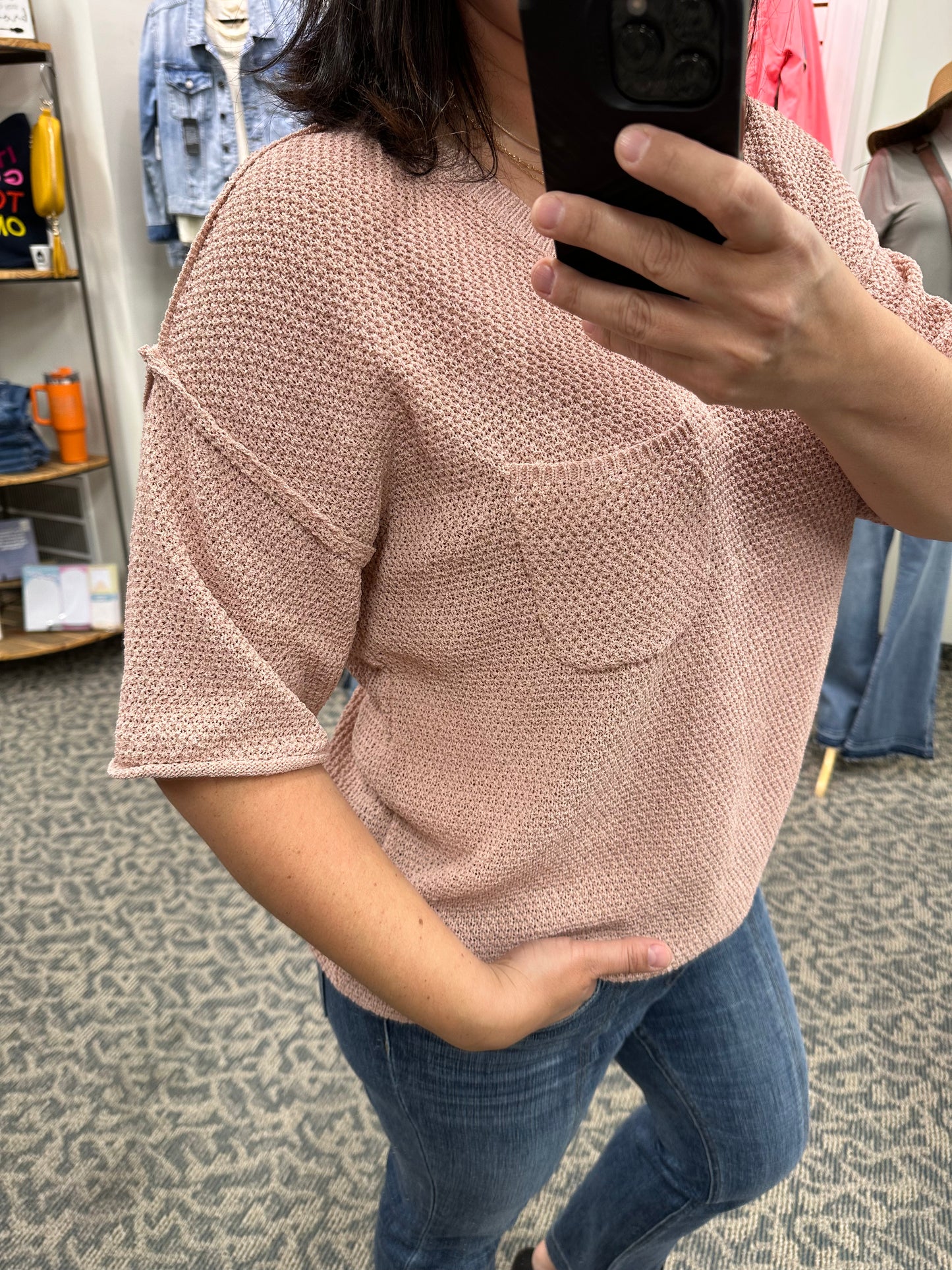 Blush V-Neck Sweater