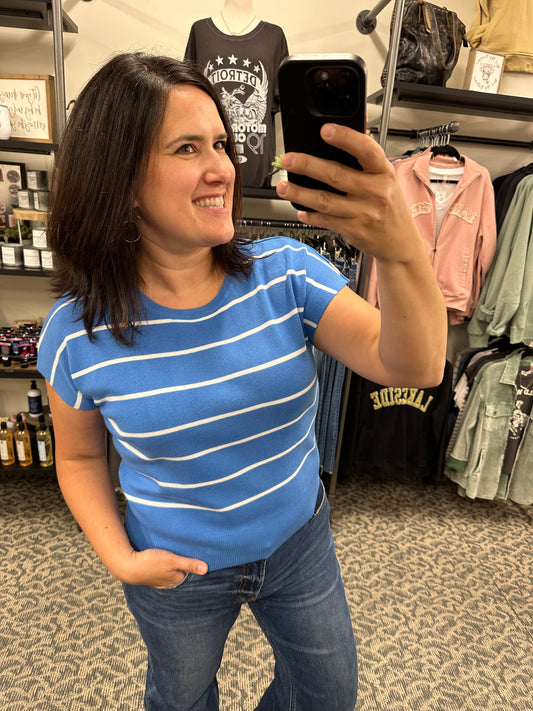 Blue/white Stripe Sweater Top