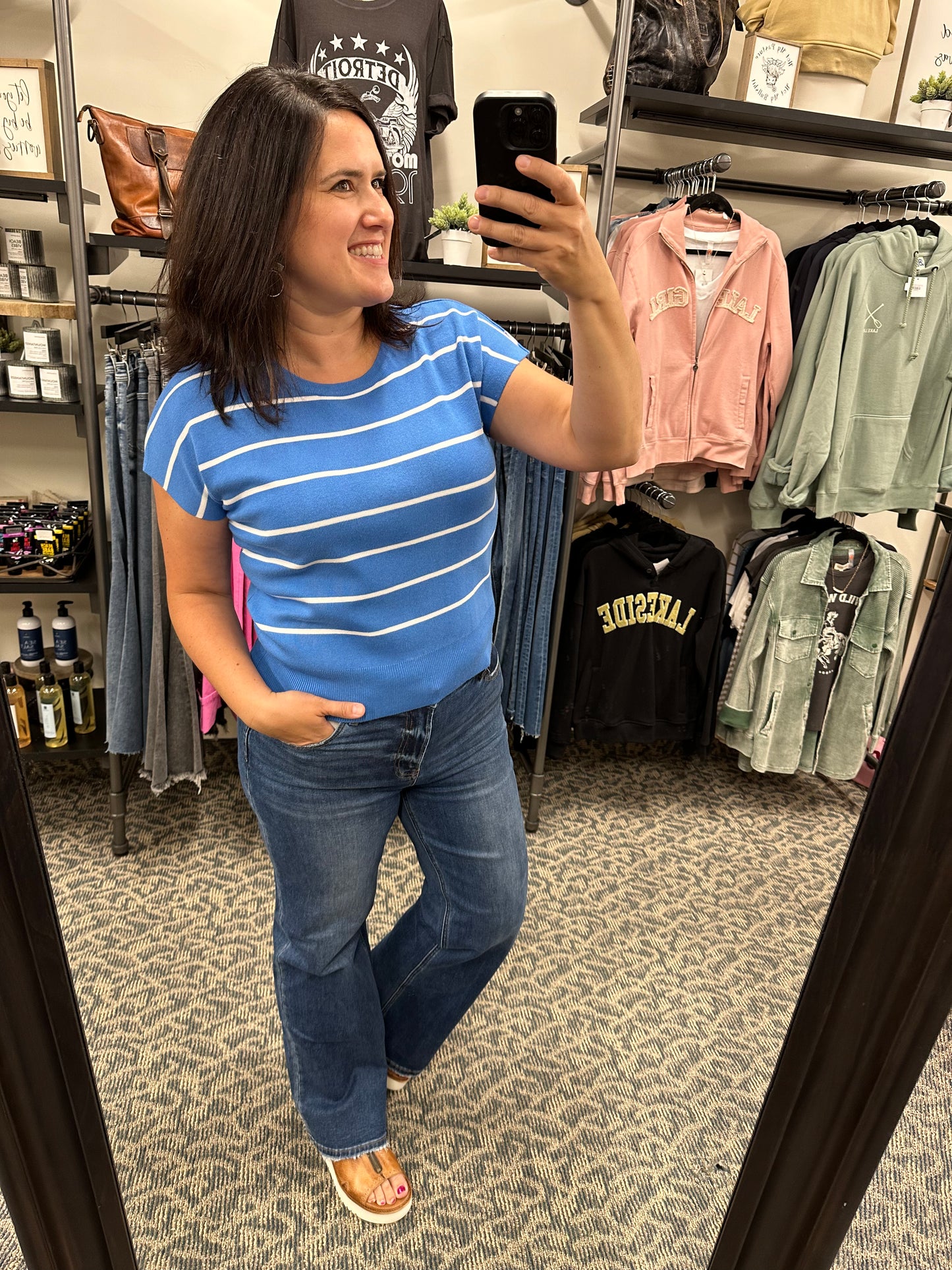 Blue/white Stripe Sweater Top