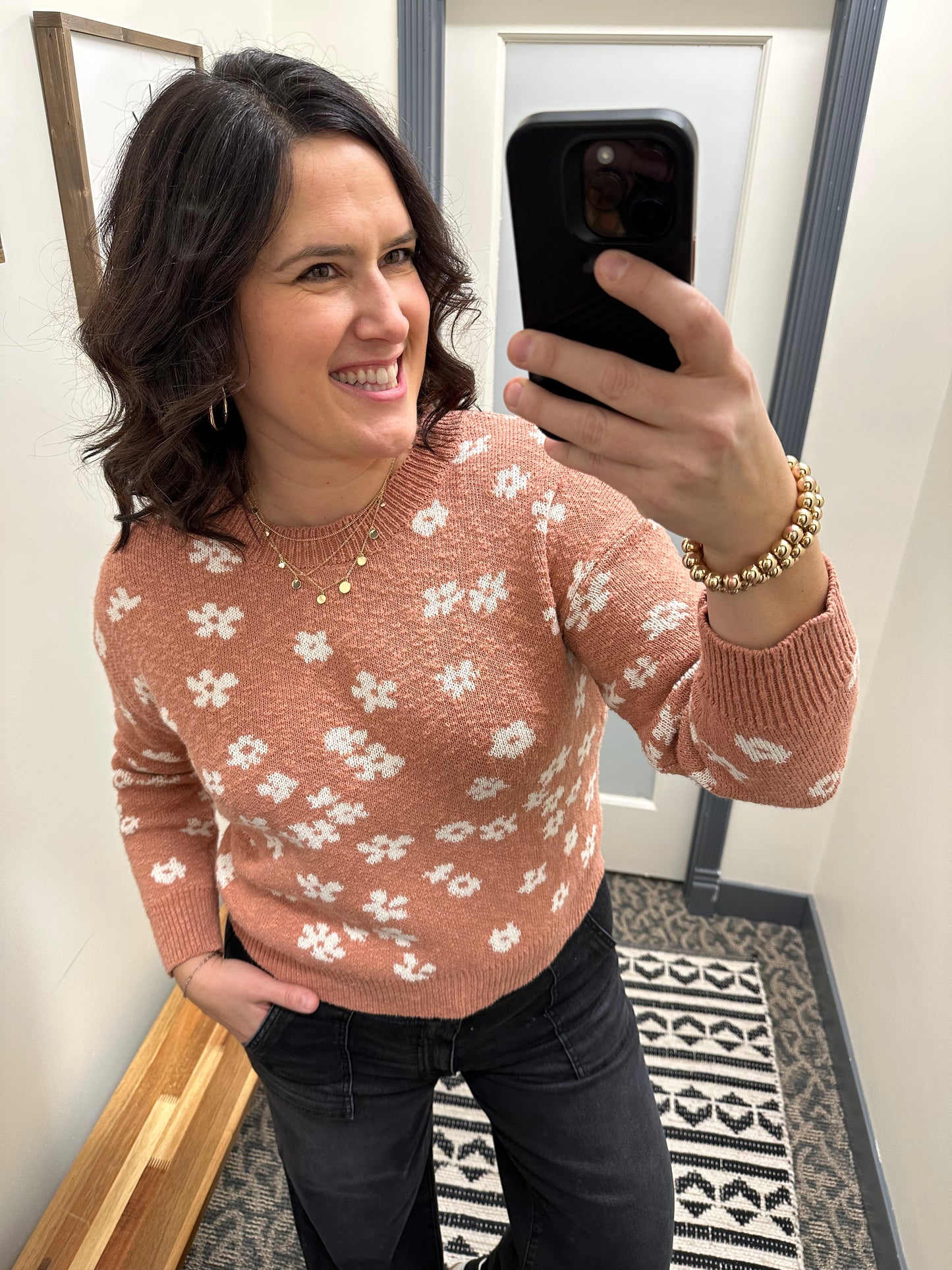 Terracotta Floral Sweater