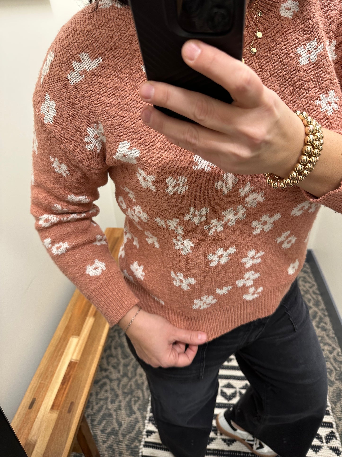 Terracotta Floral Sweater