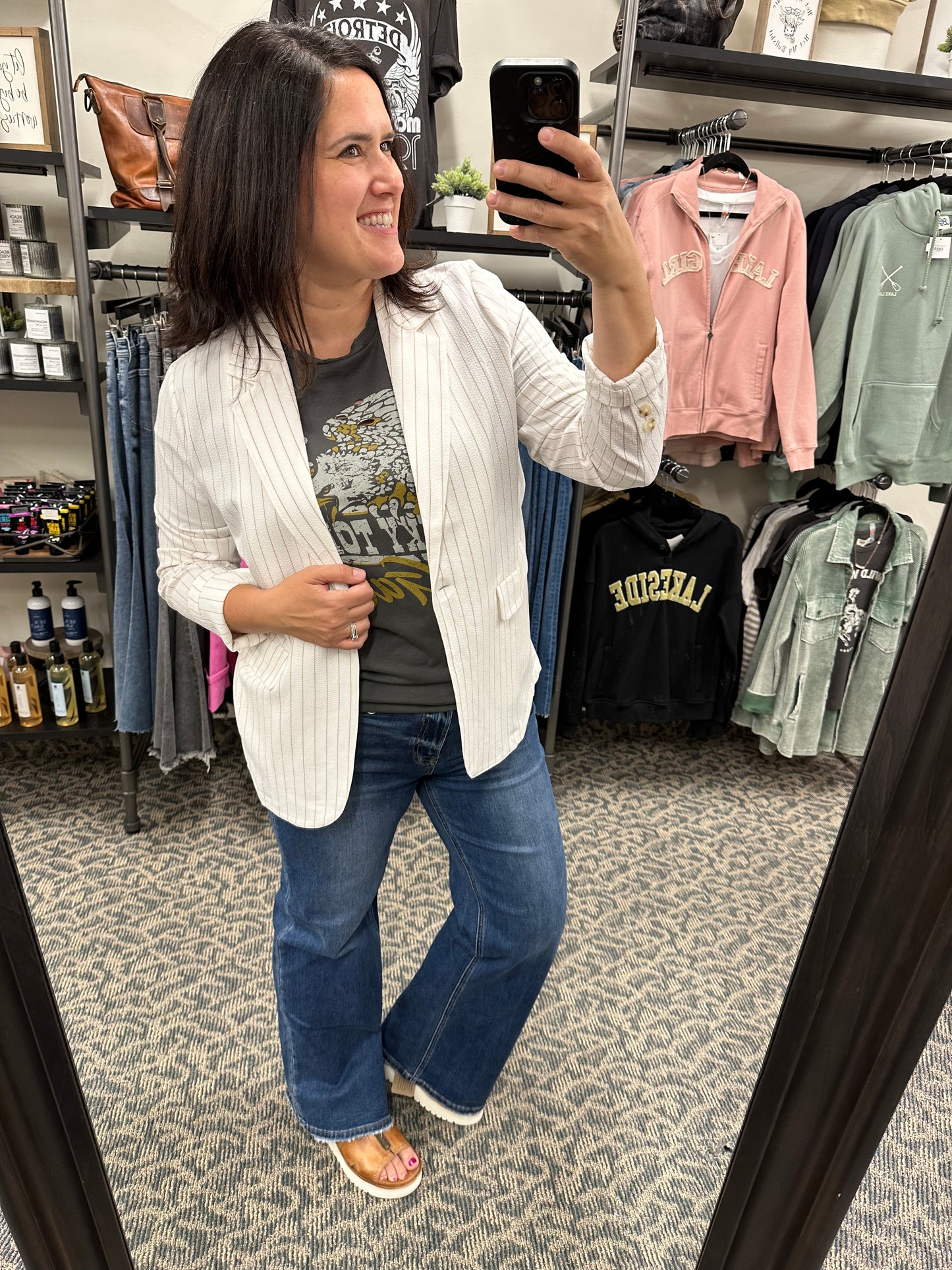 Off White Striped Blazer