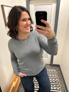 2Tone Grey Brushed Long Sleeve Top - Sweatshirt MONO B