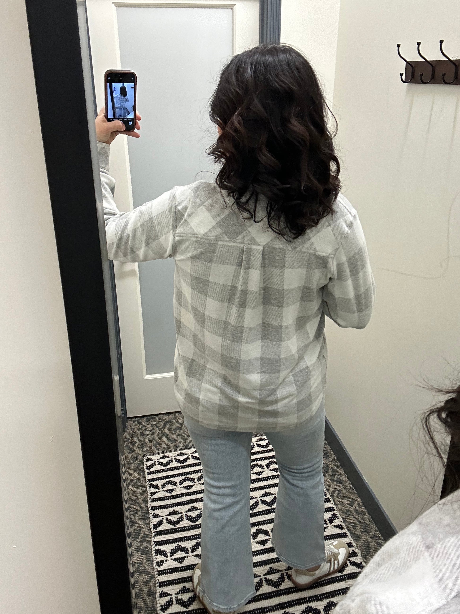 Light Gray & White Plaid Markus Button Up Tops - Button Ups PANACHE