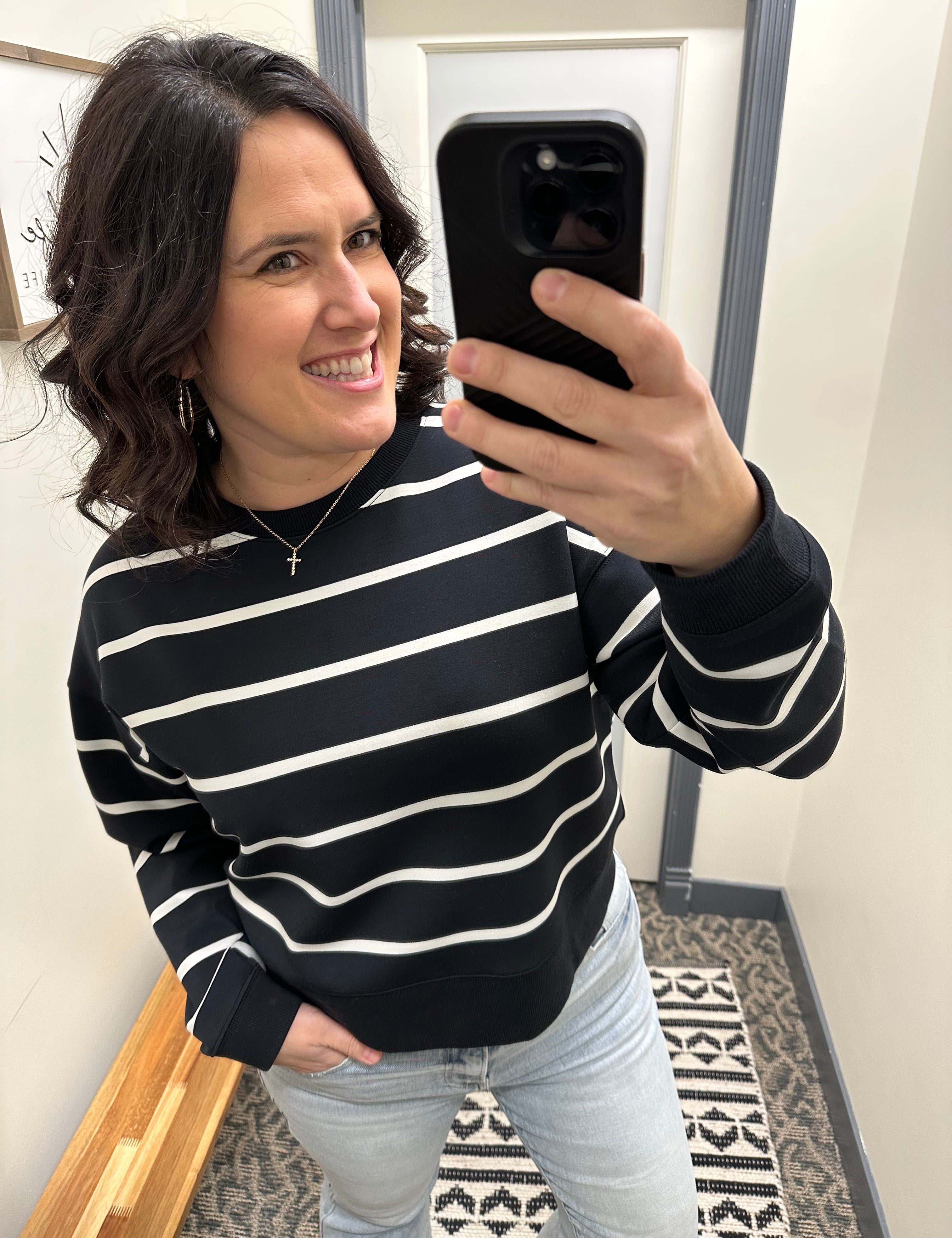 Black Stripe Martina Top Top - Sweatshirt THREAD & SUPPLY