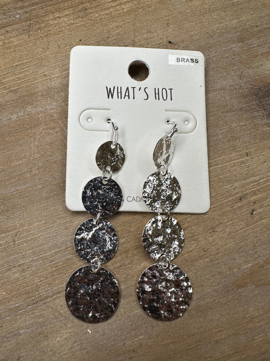 Silver Hammered Drop Earrings