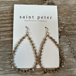 Taupe Crystal Beaded Teardrop Earrings Jewelry - Earrings St. Peter Hardware