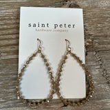 Taupe Crystal Beaded Teardrop Earrings Jewelry - Earrings St. Peter Hardware