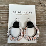 Floral Earrings with Black Tab Jewelry - Earrings St. Peter hardware