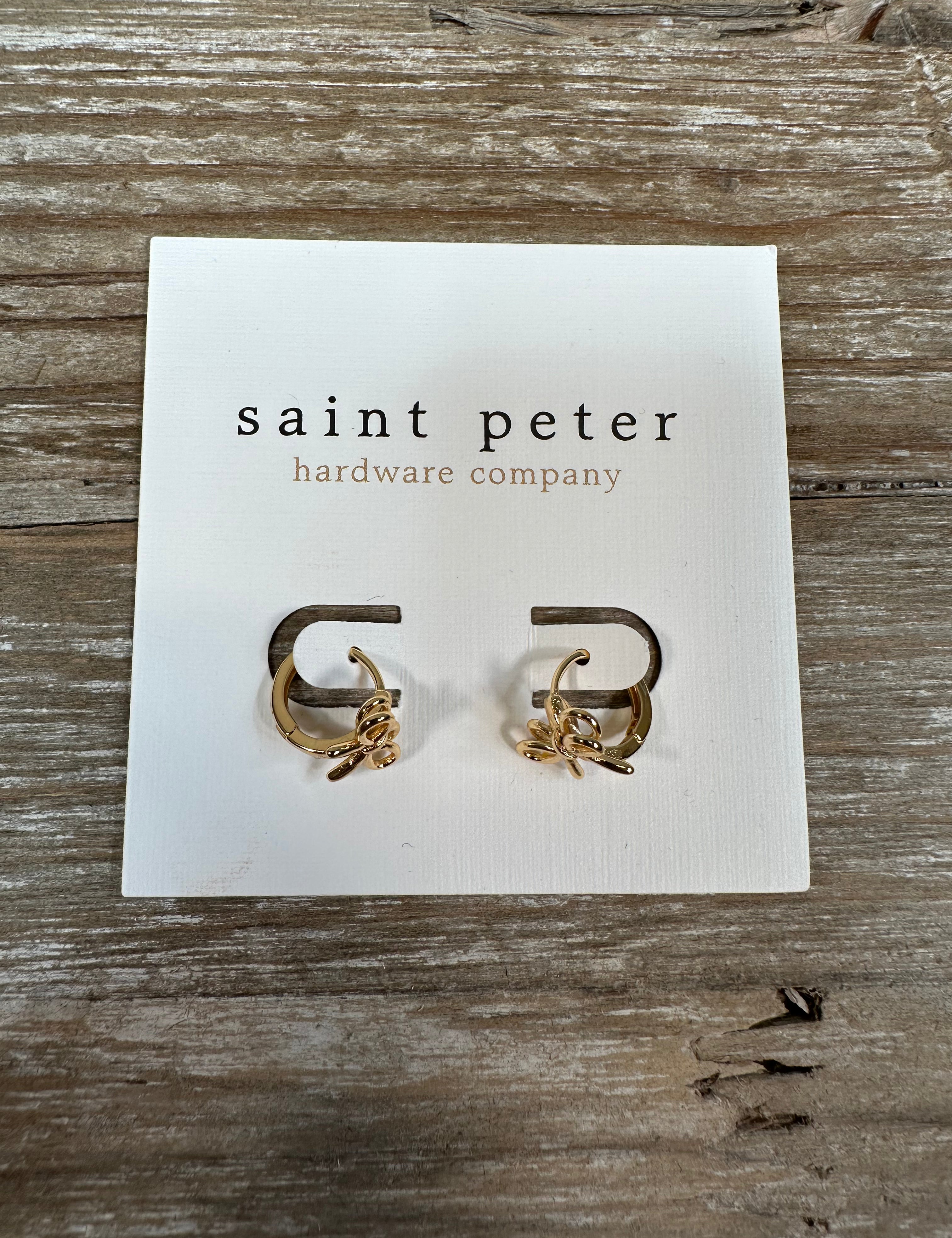Gold Bow Huggie Earrings Jewelry - Earrings St. Peter Hardware
