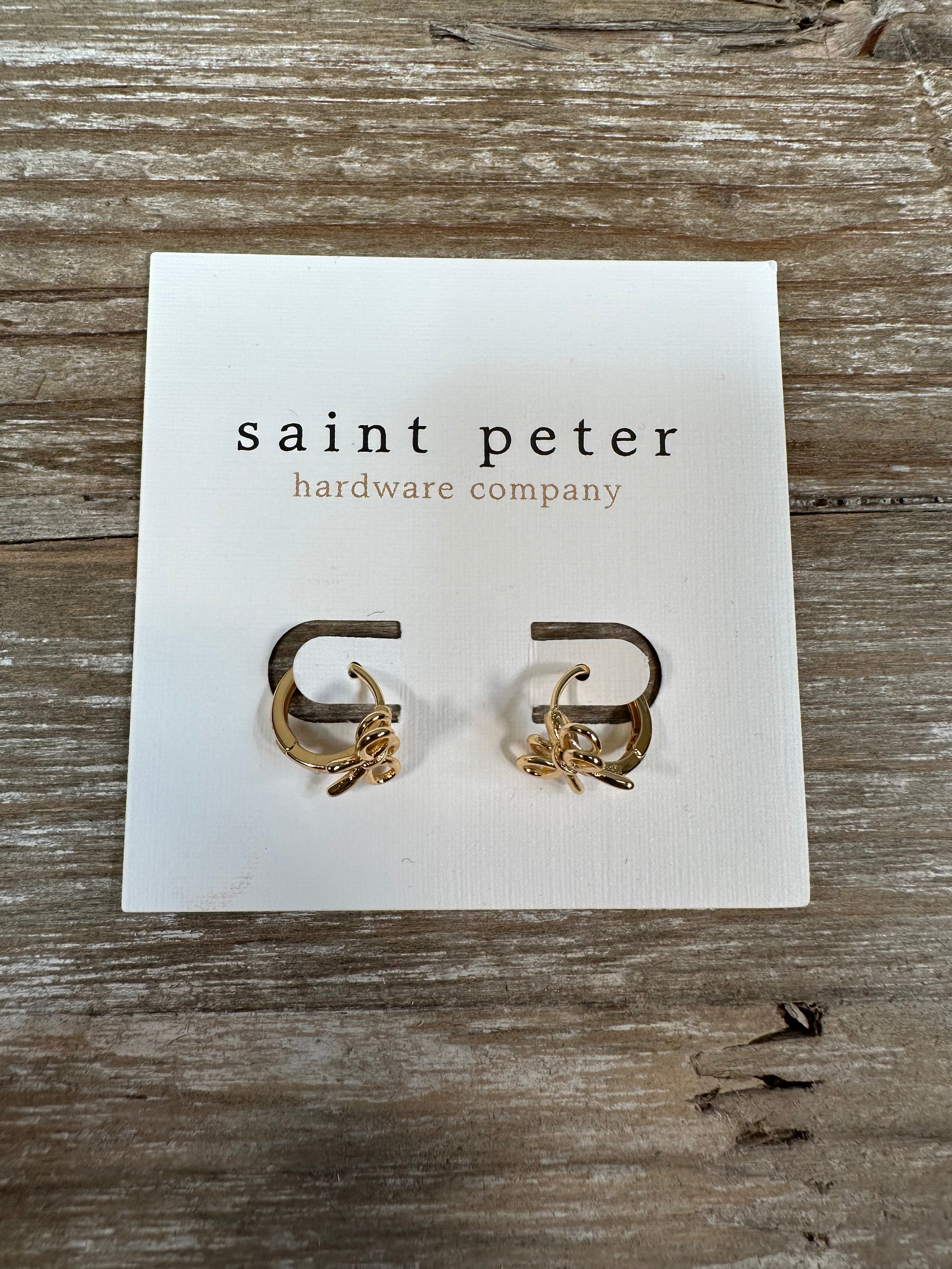 Gold Bow Huggie Earrings Jewelry - Earrings St. Peter Hardware