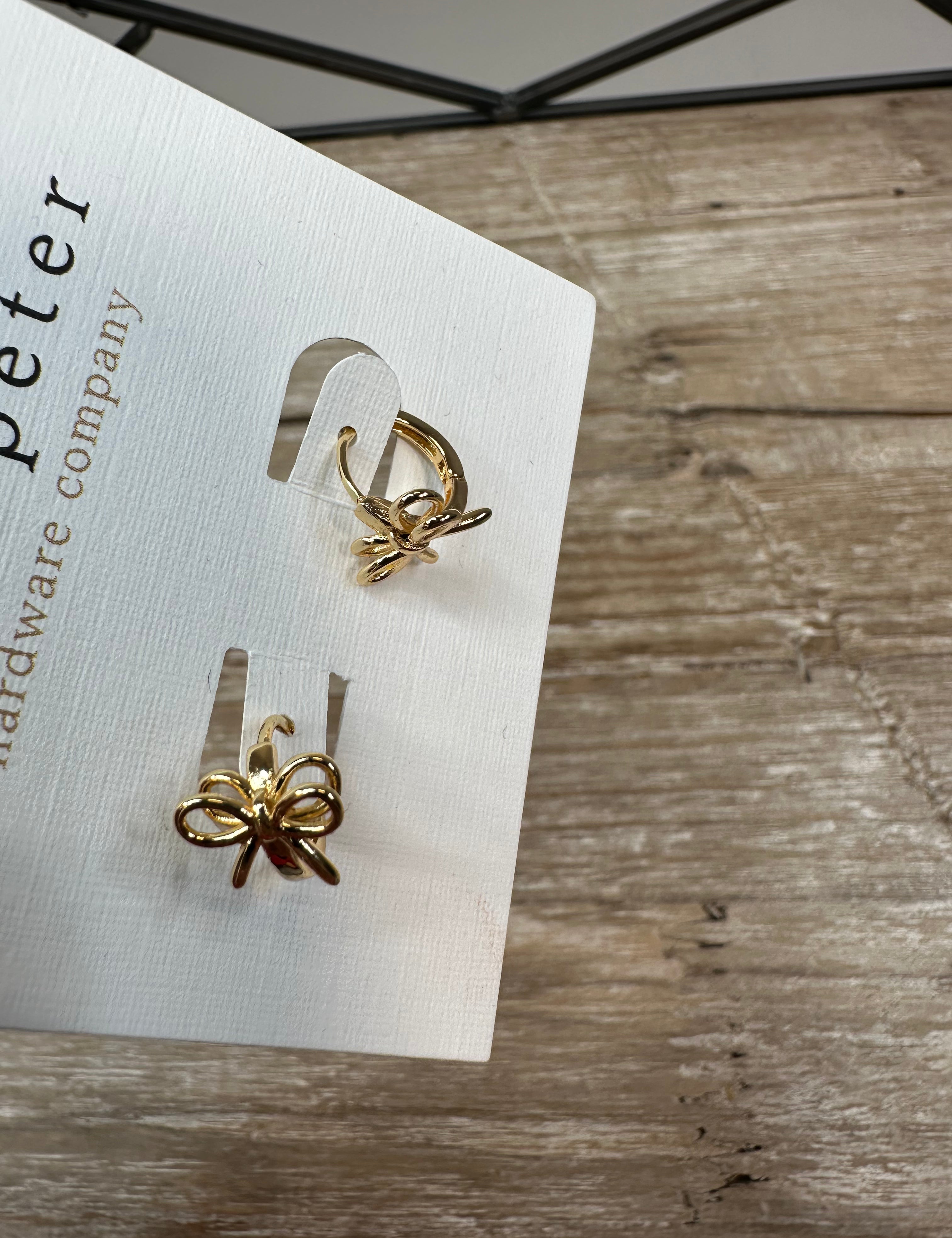 Gold Bow Huggie Earrings Jewelry - Earrings St. Peter Hardware