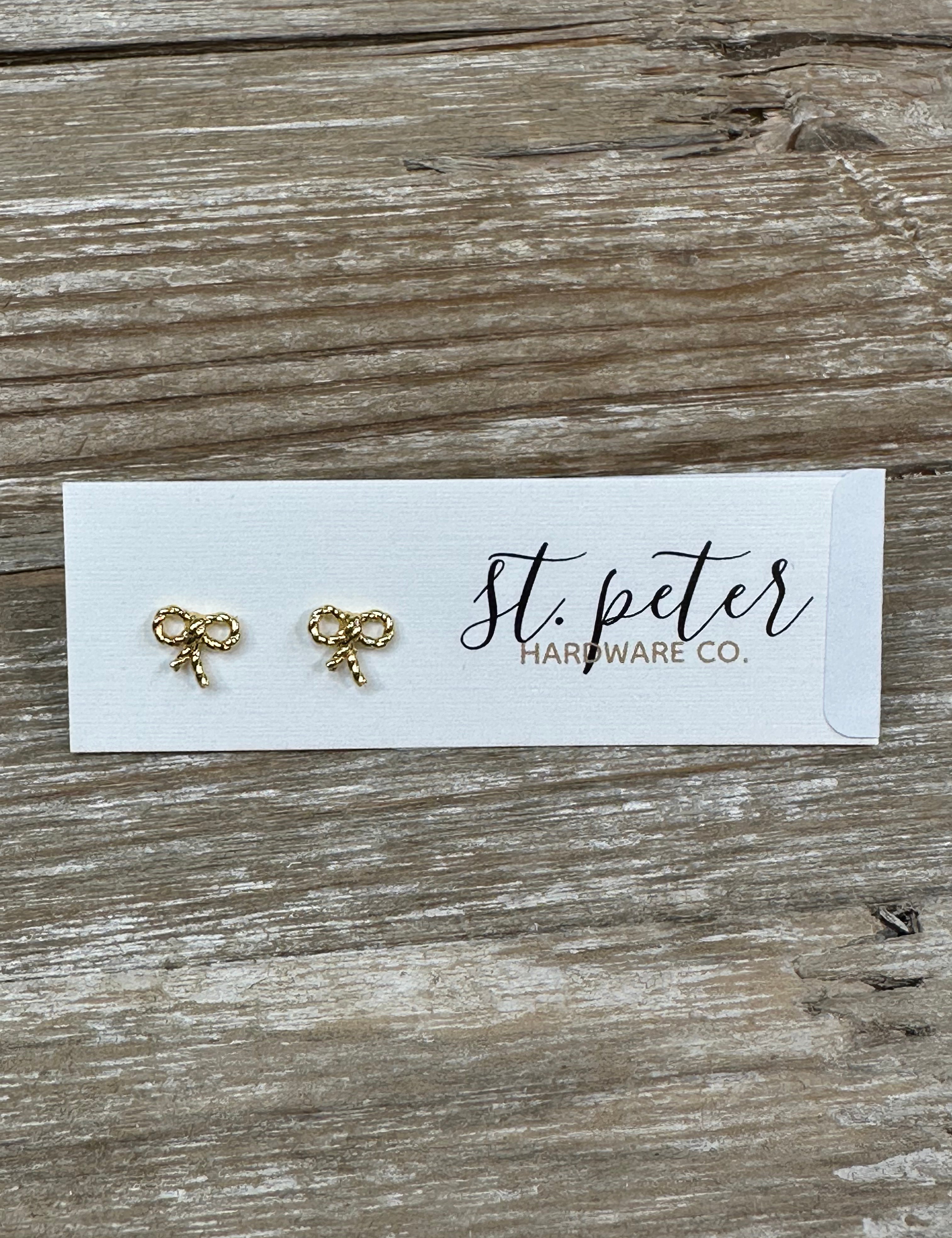 Gold Bow Studs Jewelry - Earrings St. Peter Hardware