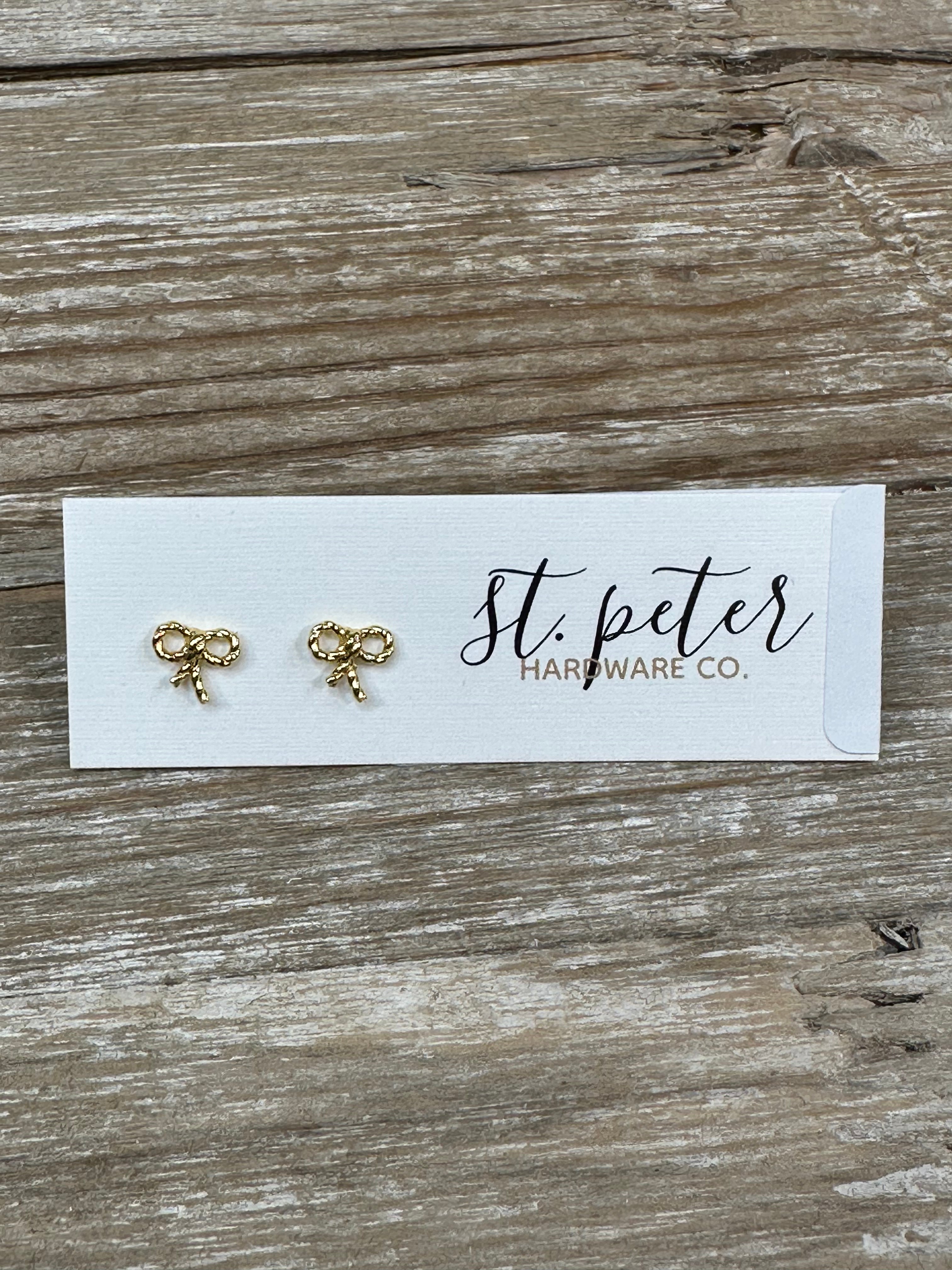 Gold Bow Studs Jewelry - Earrings St. Peter Hardware