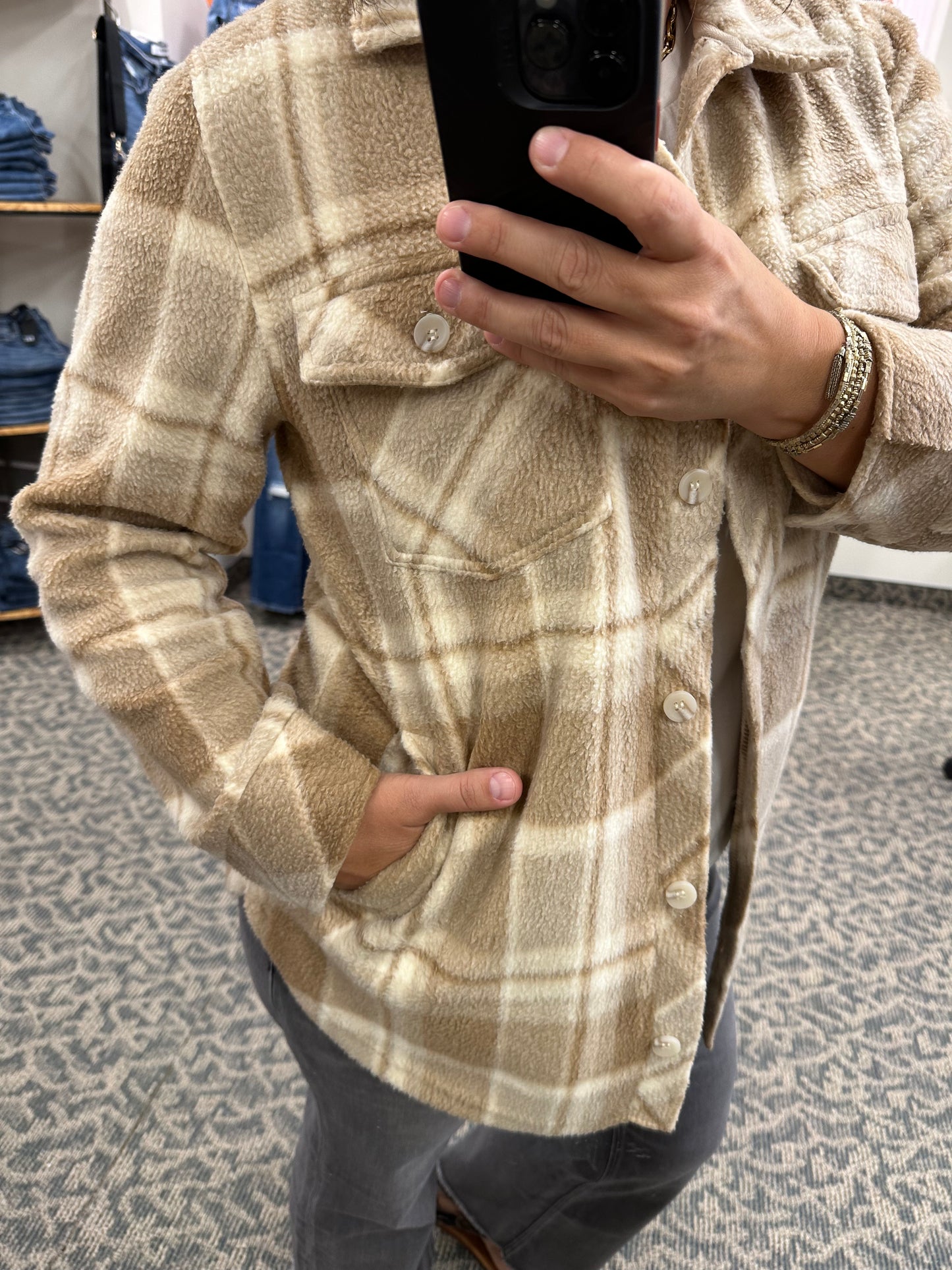 Beige Plaid Tullis Shacket