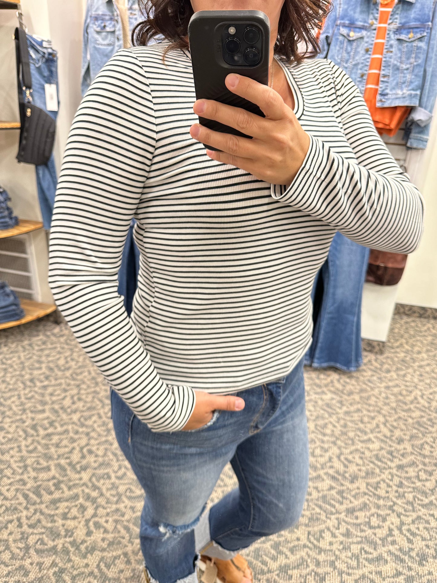 White/Black stripe Lauren Top