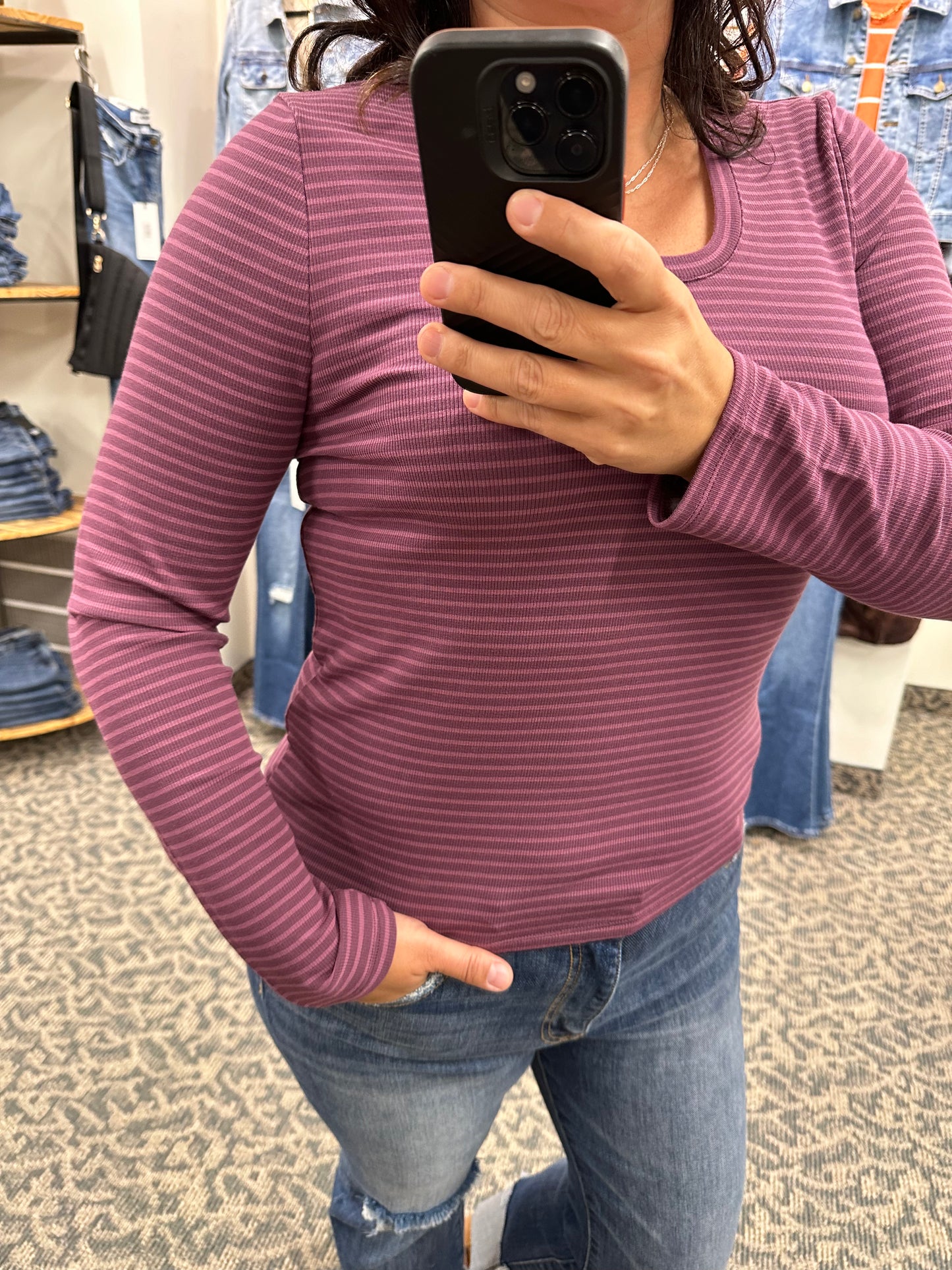 Eggplant Stripe Lauren Top