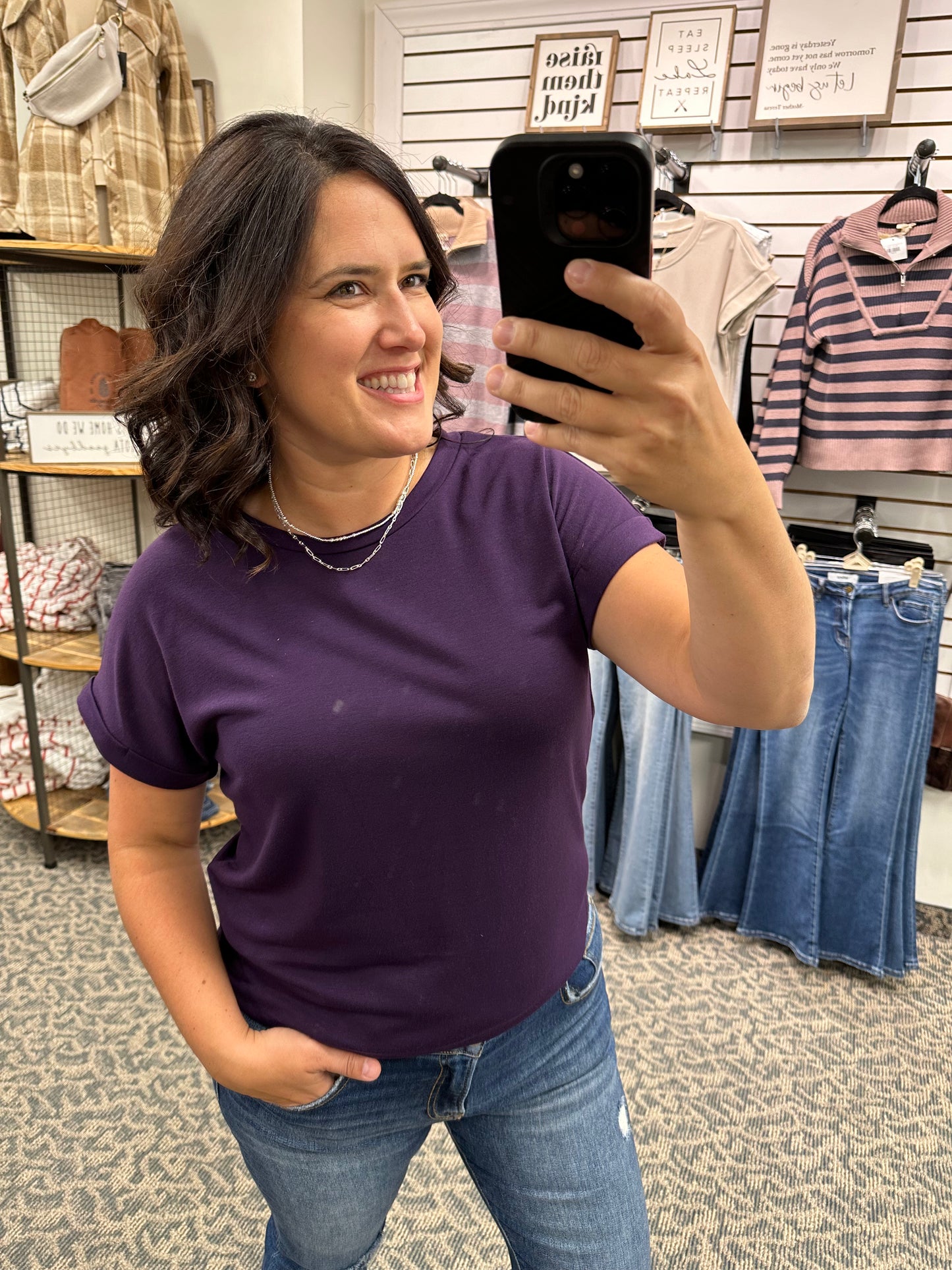 Eggplant Crew Neck Top