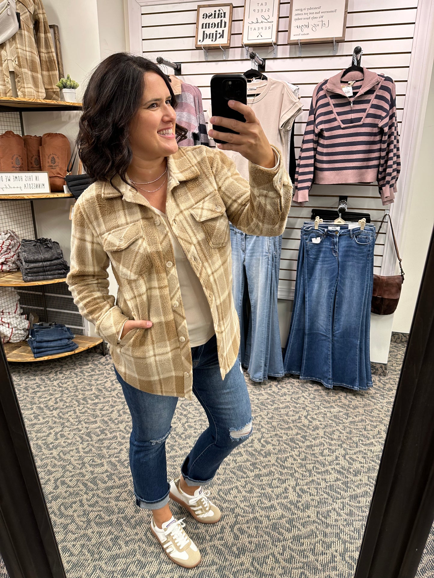 Beige Plaid Tullis Shacket