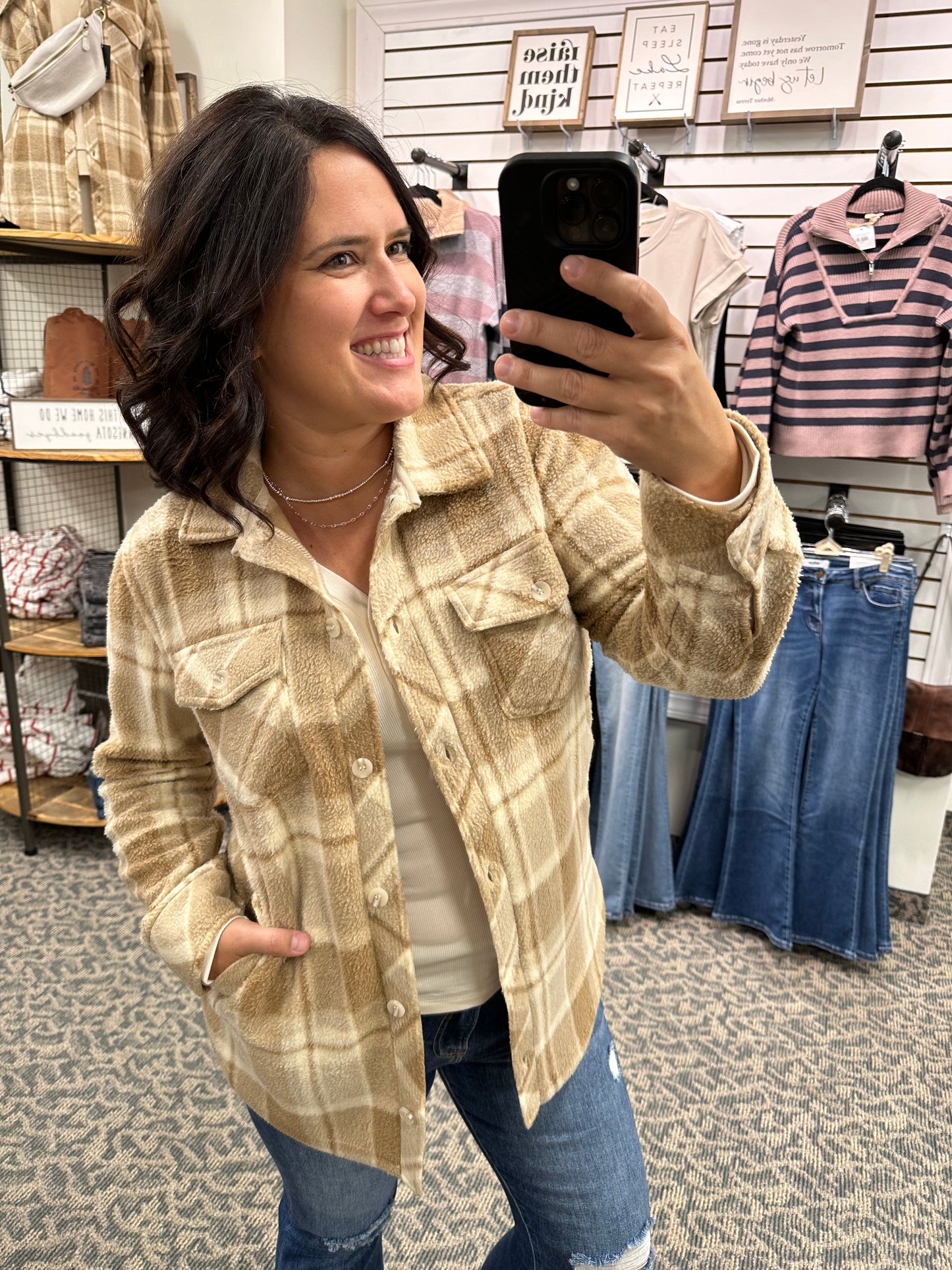 Beige Plaid Tullis Shacket